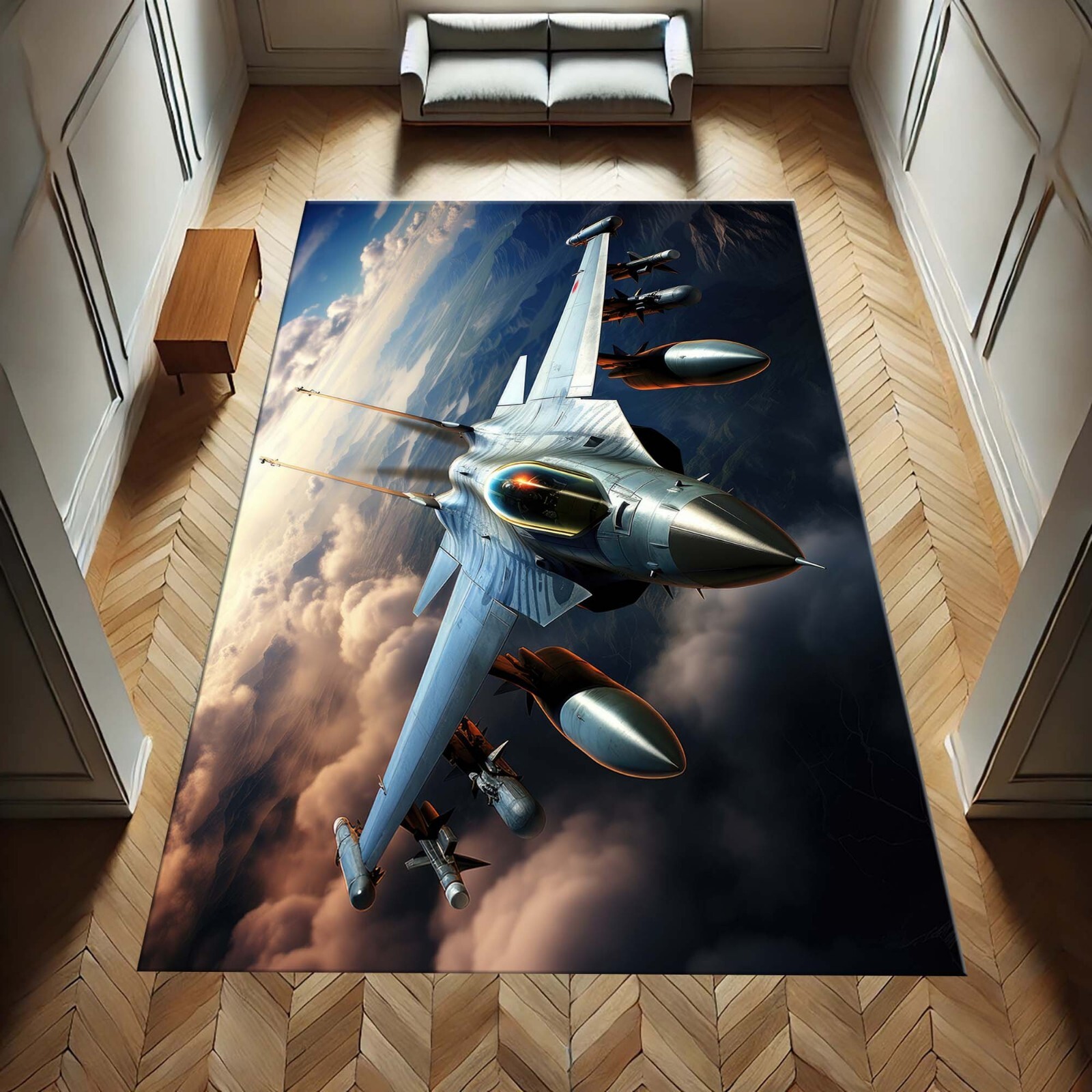 Fighter Jet Rug, Warplane Carpet, Boys Room Decor, Aviation Gift, Airplane Area