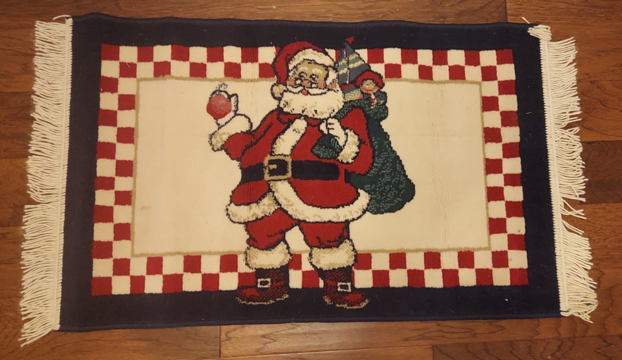 Checker Santa Lambswool 23″ x 42″ 60 CMX95 CM Fringed Floor Rug Polynaise