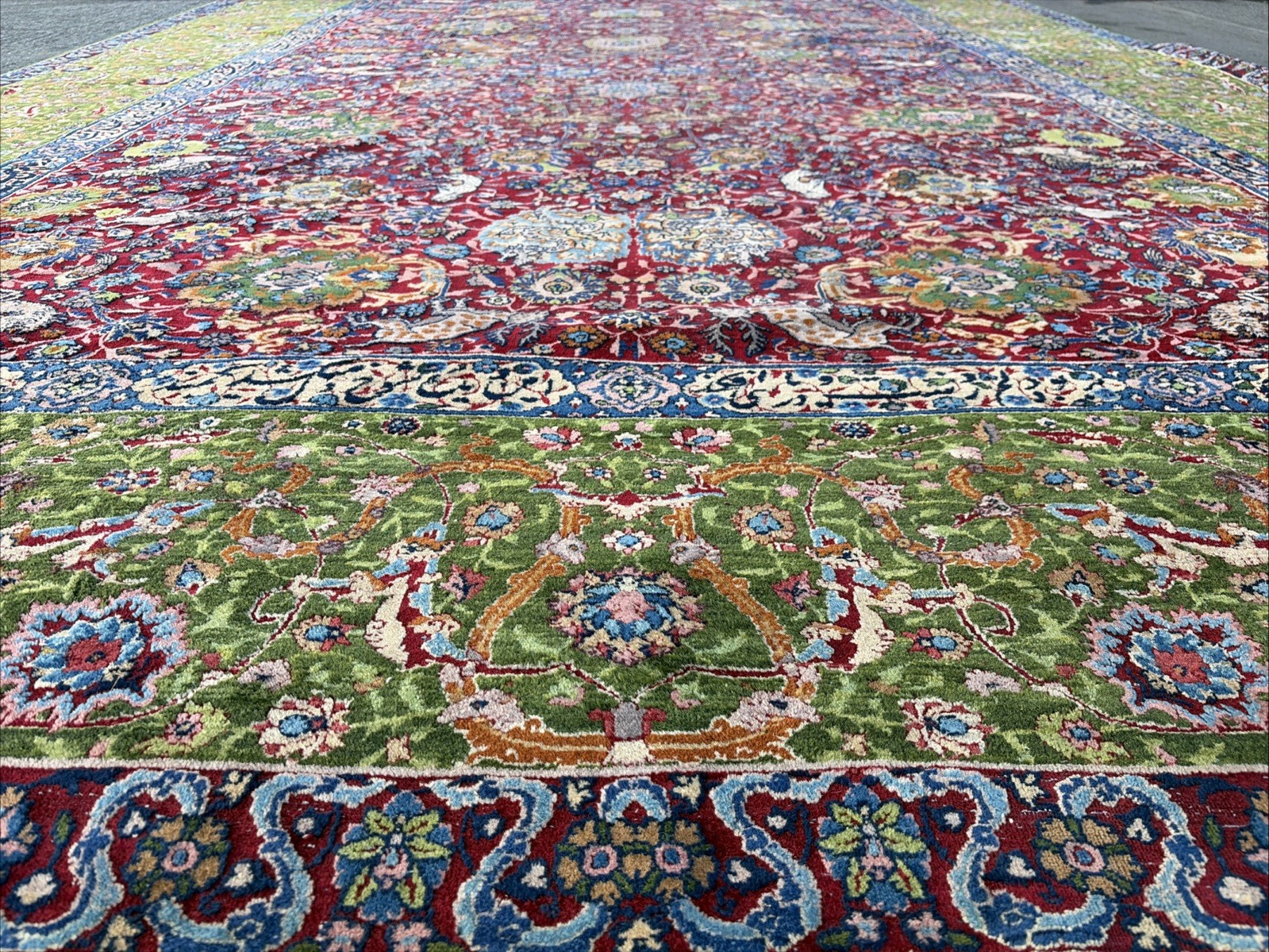 Auth: Antique Lavar Rug Spiral Tendril Classical Era Masterpiece 10×19