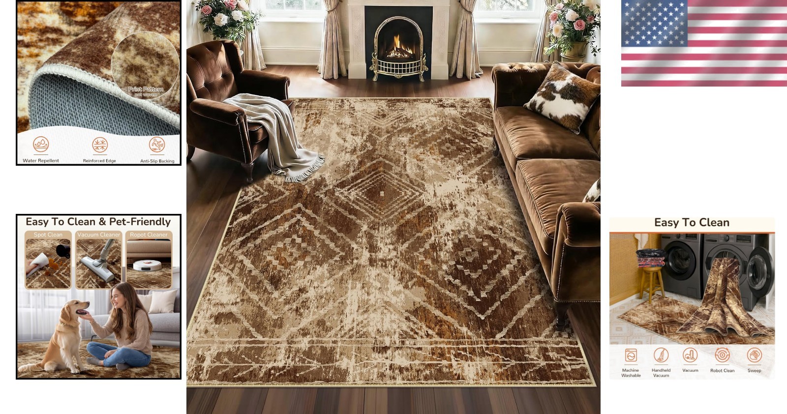 Stylish Tribal Series 5×7 Area Rug – Soft, Non-Slip, Washable, and Durable