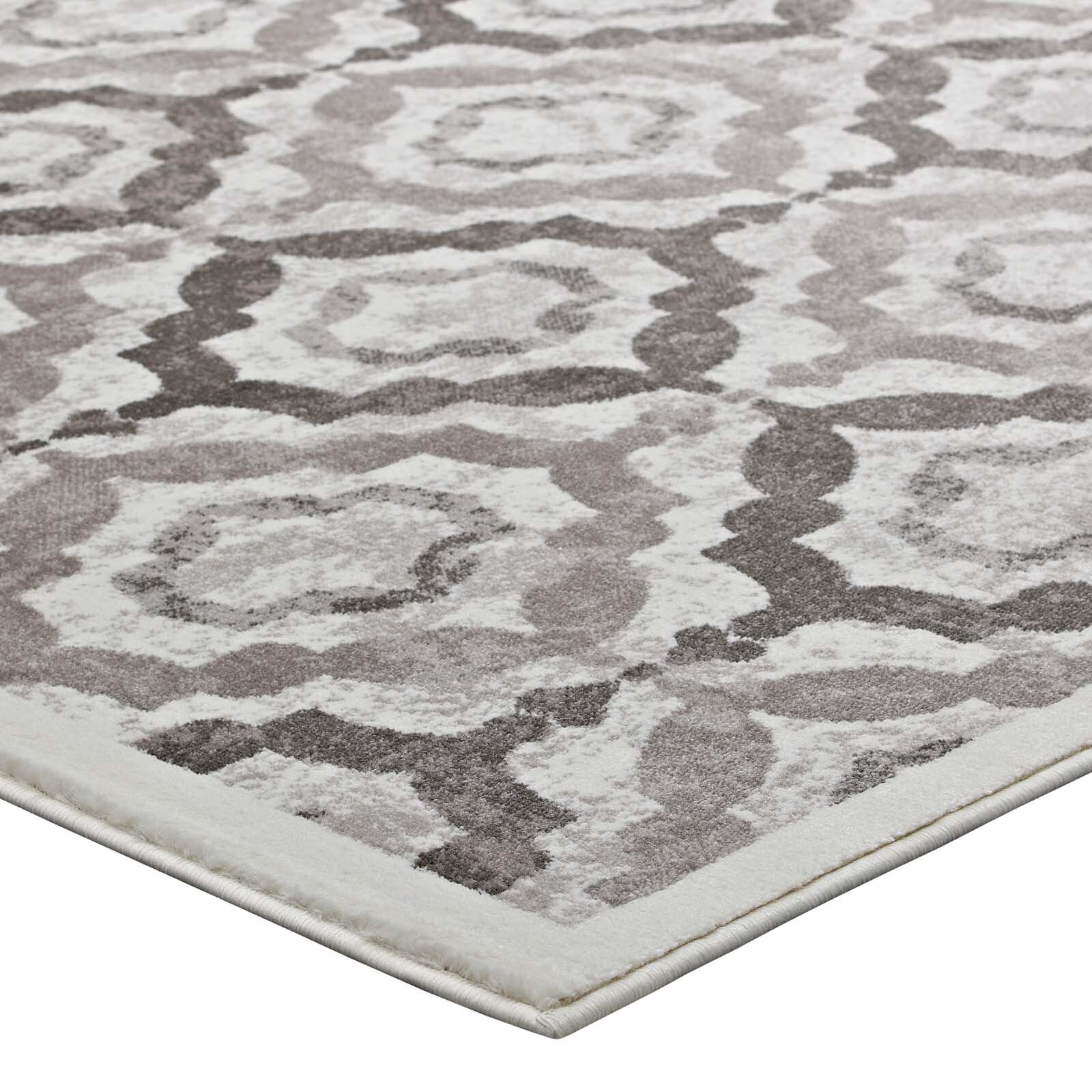 Rustic Vintage Moroccan Trellis 8×10 Area Rug in Brown, Beige and Ivory
