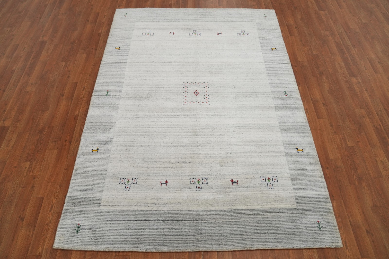Tribal Style Little Animal Characters Oriental Area Rug 6×8 ft Hand-knotted Wool