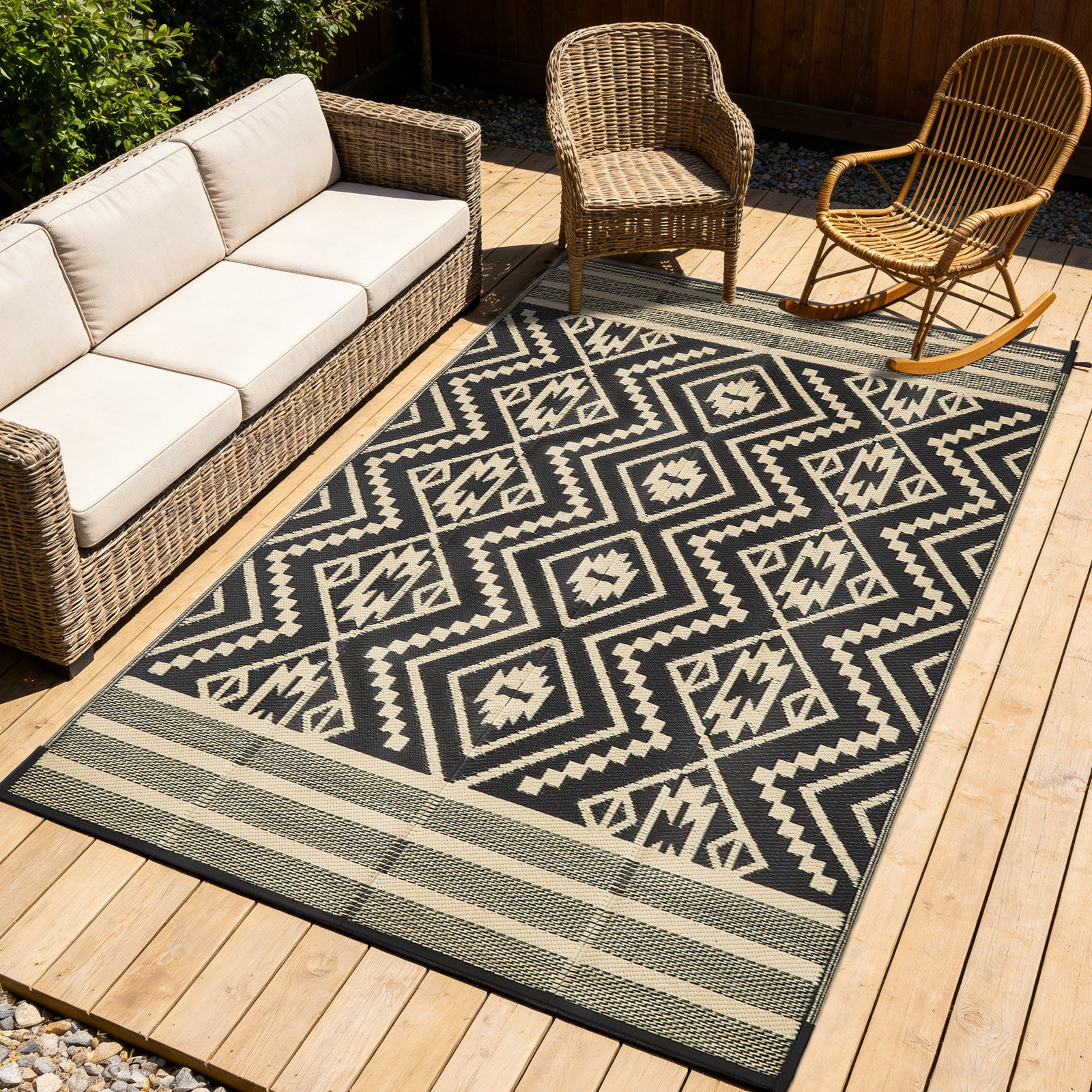 Double-Sided Outdoor Waterproof Reversible Mats Plastic Straw Patio Rugs PP Mate