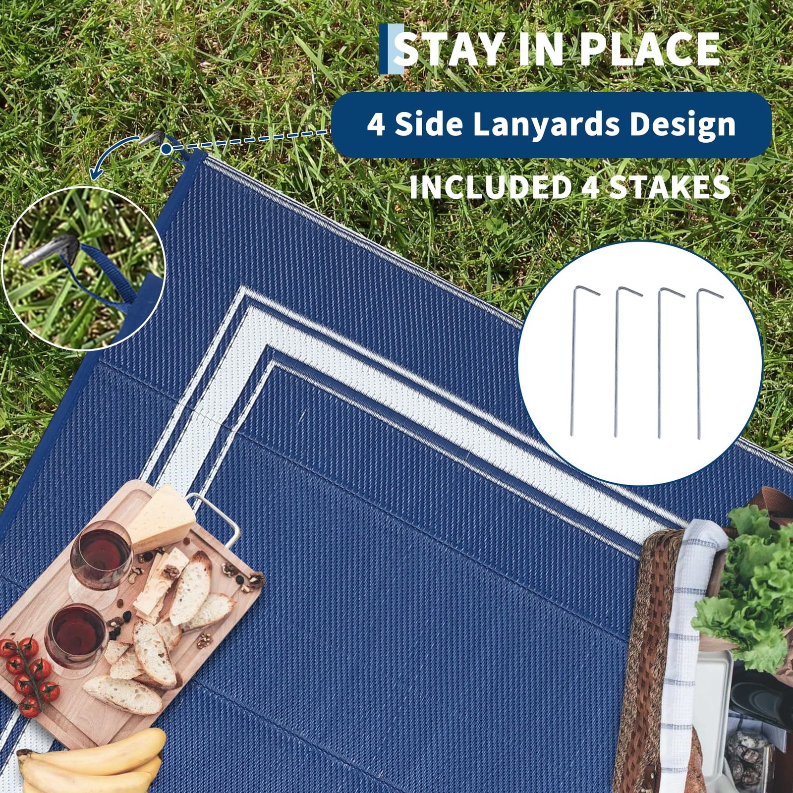 Waterproof Outdoor Rug for Patio, Reversible Plastic Straw Mat 8×10/9×12/9×18 FT
