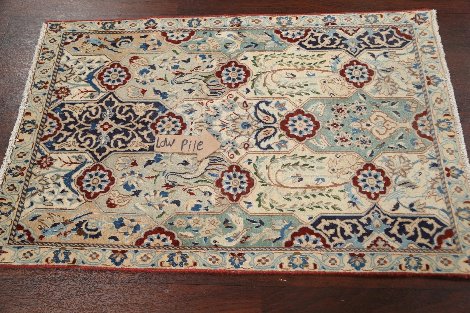 Antique Bird Design Nain Traditional Area Rug Handmade Oriental Wool Carpet 3×4