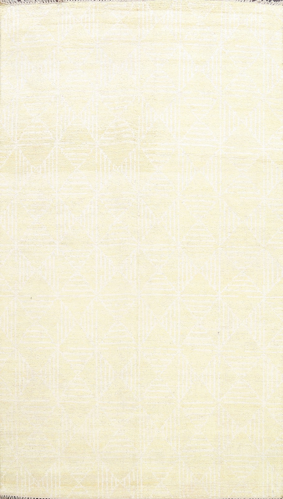 6×8 Modern Hand-Knotted Wool Area Rug in Solid Cream & Ivory Design