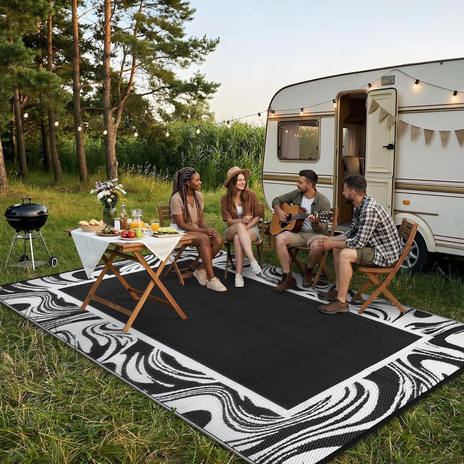 Outdoor Plastic Straw Rugs Waterproof Reversible Patio Camping Picnic Carpet Mat