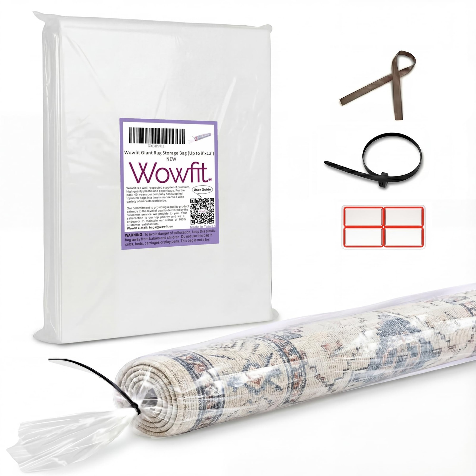 Giant Plastic Rug Storage Bag with Zip Tie, 4.5 Mil Heavy Duty Fits Rug up to…