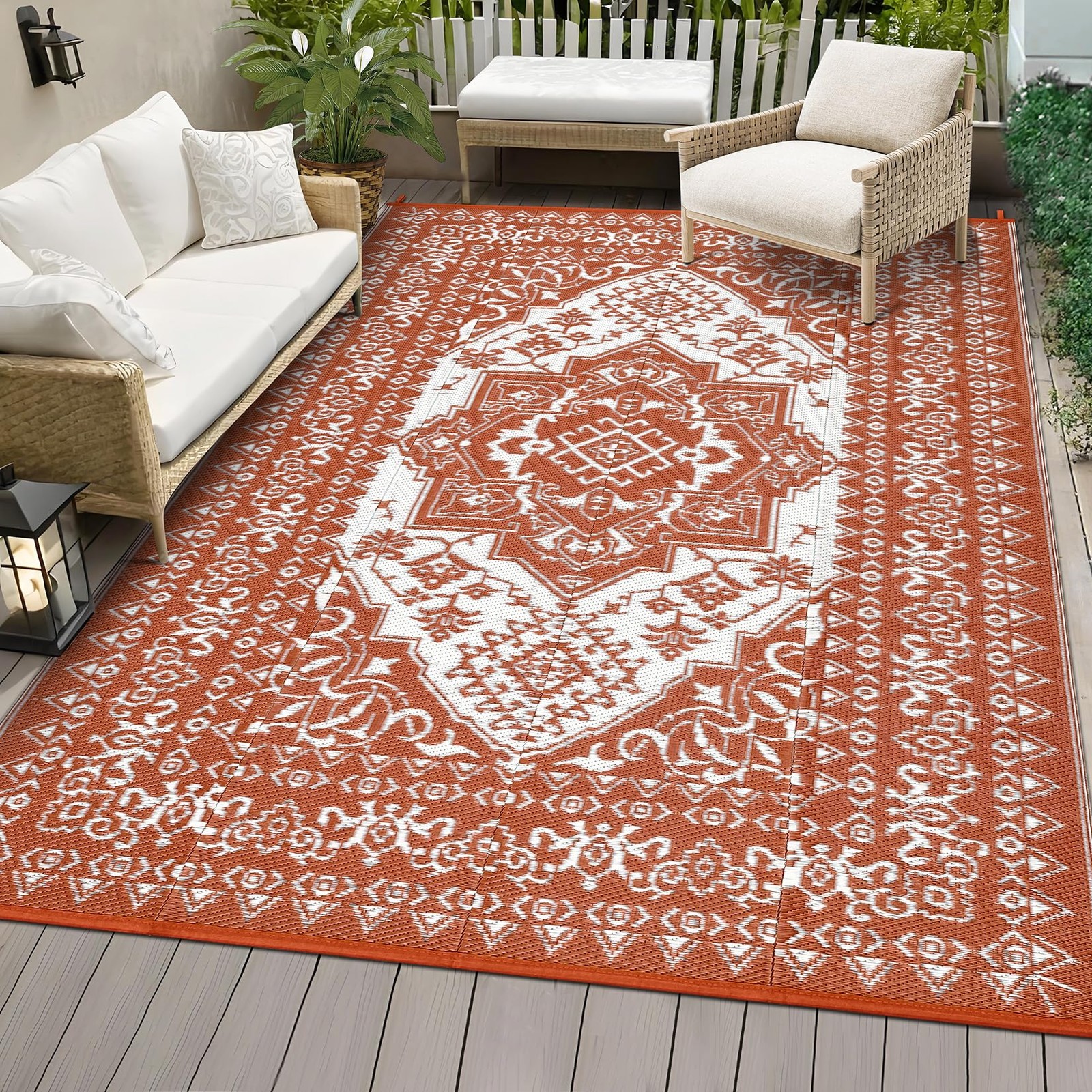 Outdoor Waterproof Patio Area Rug 8×10/9×12/9×18/10×14/20 FT Mat for Camping RV