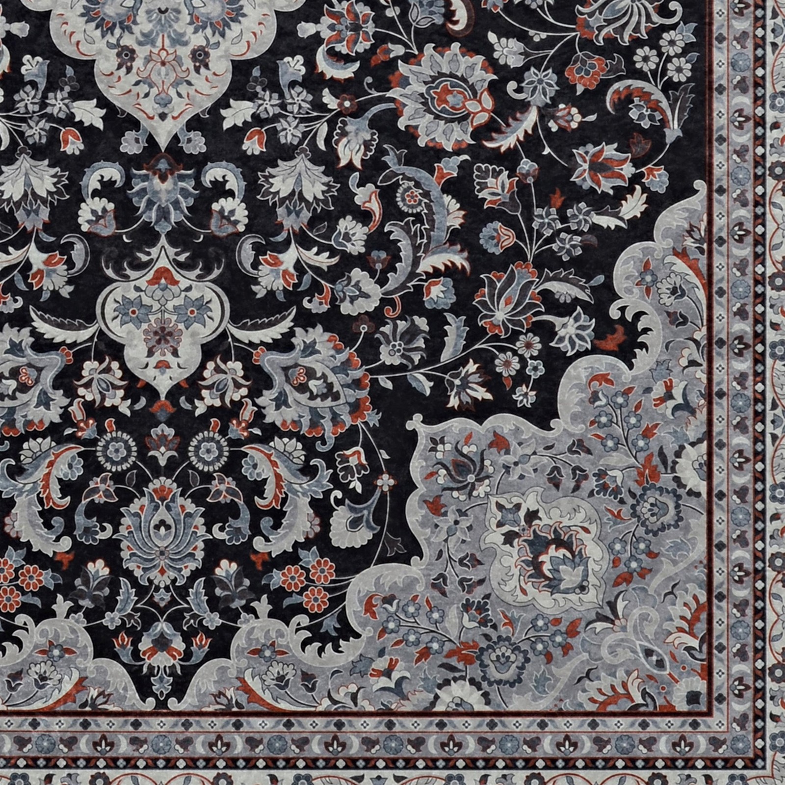 Linon Emerald Barton Woven Microfiber Polyester 5’x 7′ Rug in Black