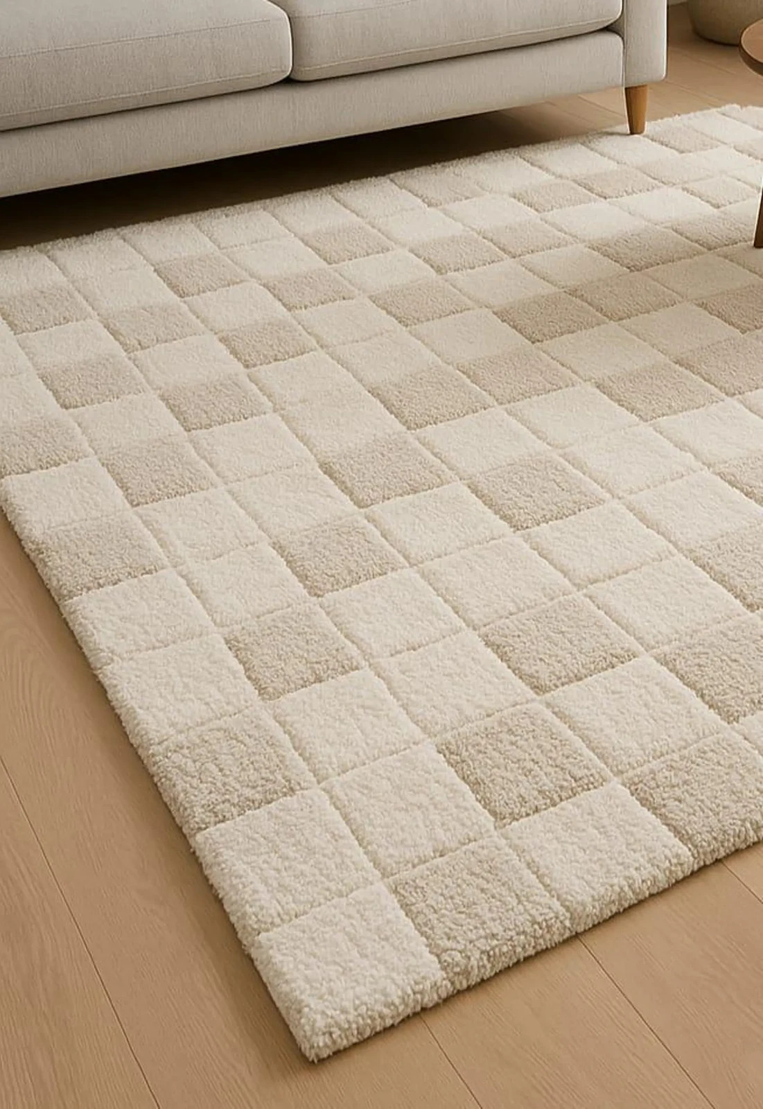5×7 ft rug 8x11ft Handmade Tufted Wool Rug: Modern Color Cream Beige Carpet Rug