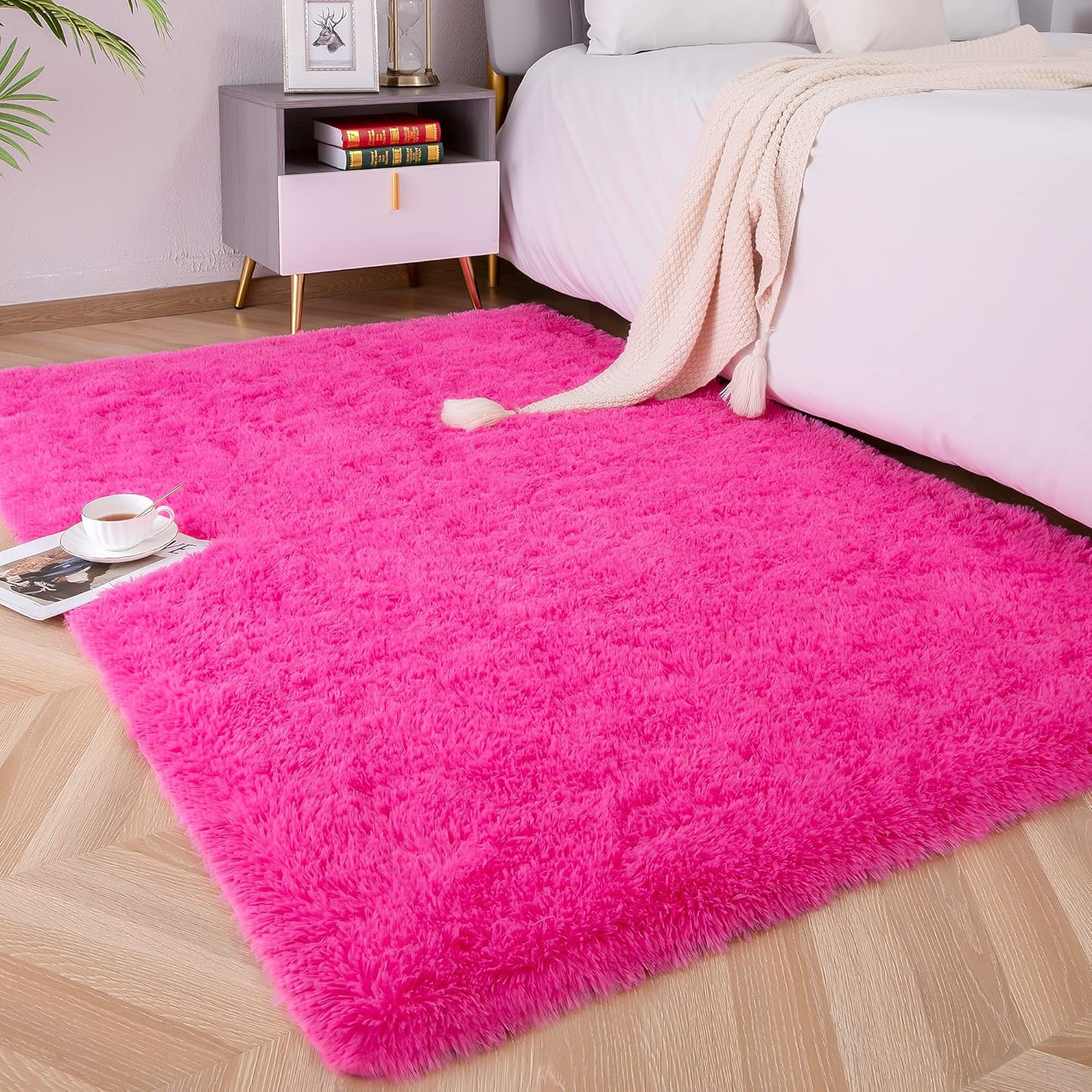 Foxmas Soft Fluffy Area Rugs for Bedroom Kids Room Plush Shaggy Nursery