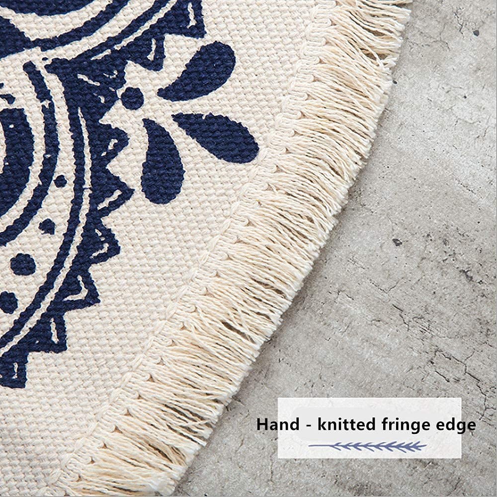 Round Cotton Rug Woven Tassel Throw Rug Washable Area Rug for Living Room Bed…