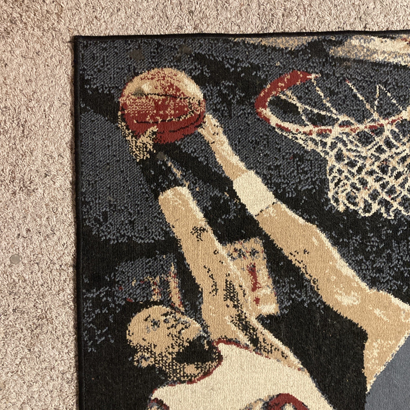 Basketball Area Rug Pixel Graphic Art Generic Ballers Meeting At The Rim 55×39”