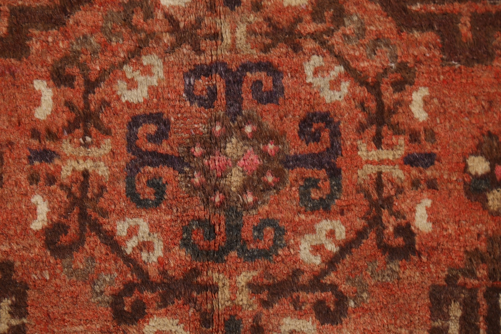 Antique Vegetable Dye Khotan Oriental Orange Mongolian Rug 4×8 Handmade Wool