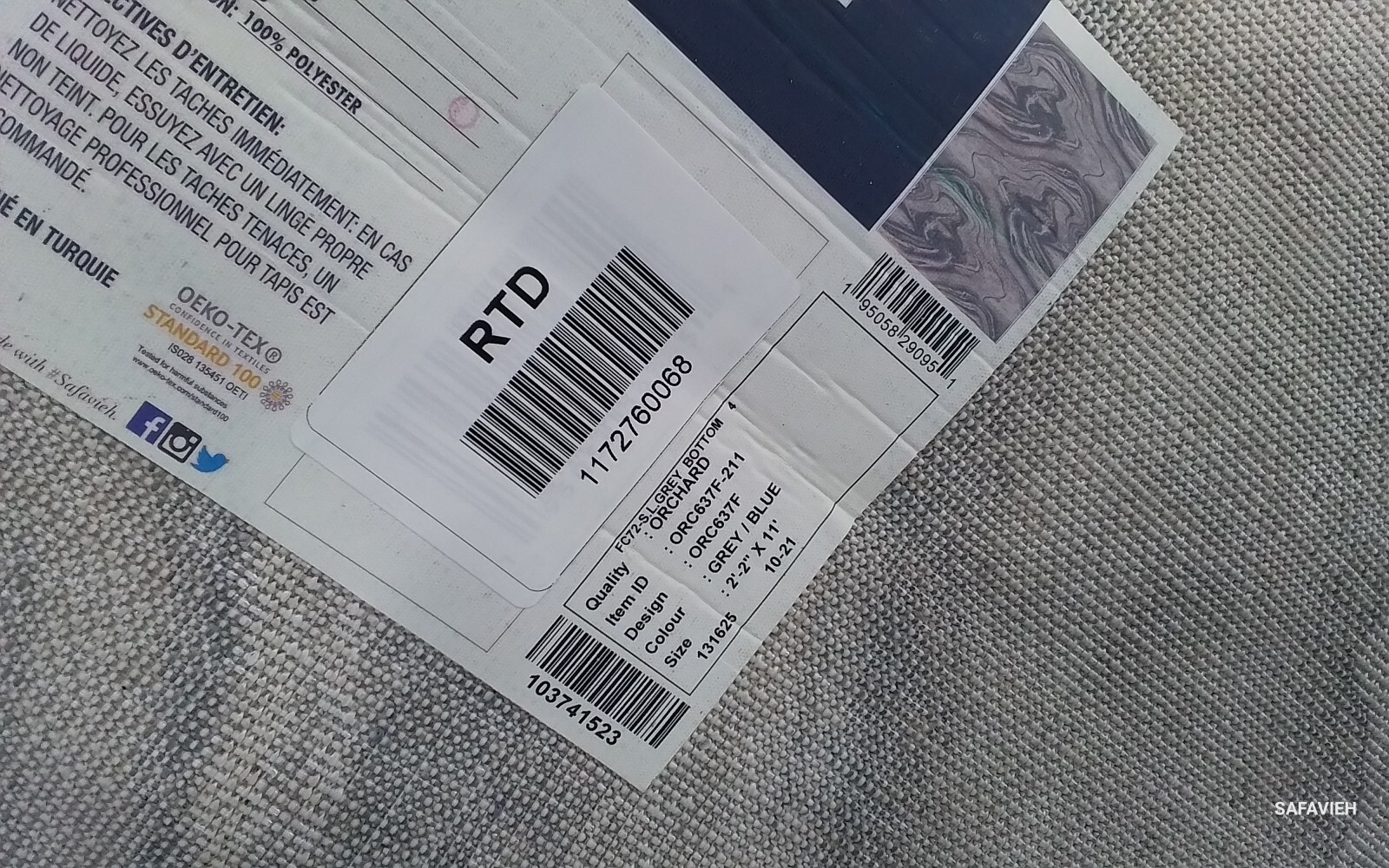 GREY / BLUE 2′-2″ X 11′ Broken Thread Rug, Reduced Price 1172760068 ORC637F-211