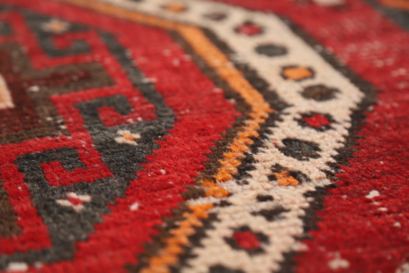 Red Geometric Tribal Area Rug 5×10 Hand-knotted Nomadic Vintage Wool Carpet