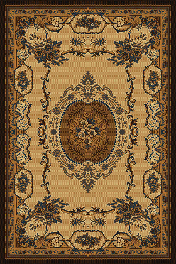 BEIGE medallion EUROPEAN area rug 8×11 FRENCH carpet : Approx 7′ 10″ x 10′ 10″
