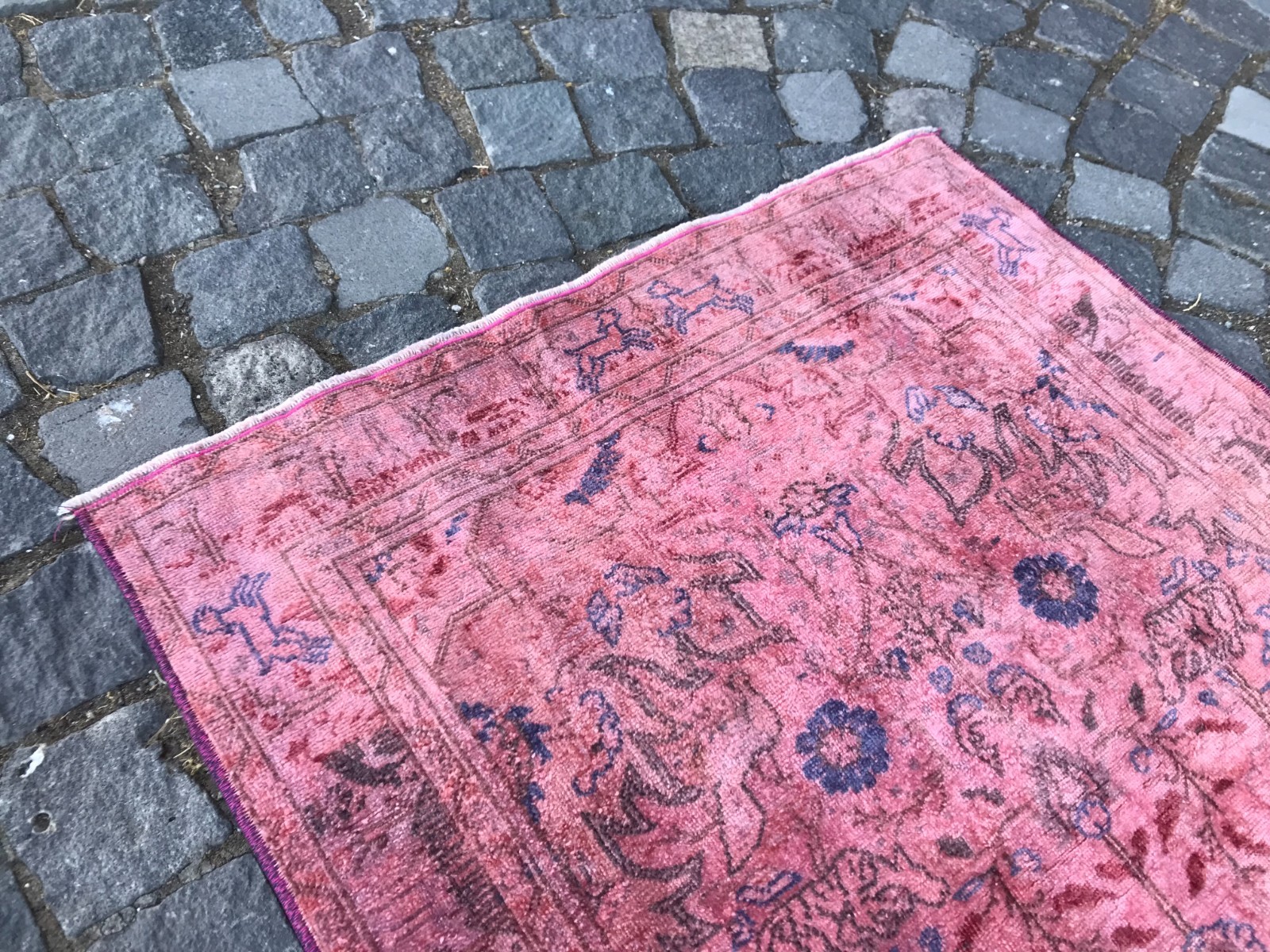 Bohemian Area Rug Handmade Wool Rug Turkish Vintage Traditional Rug 2,8 x 4,0 ft