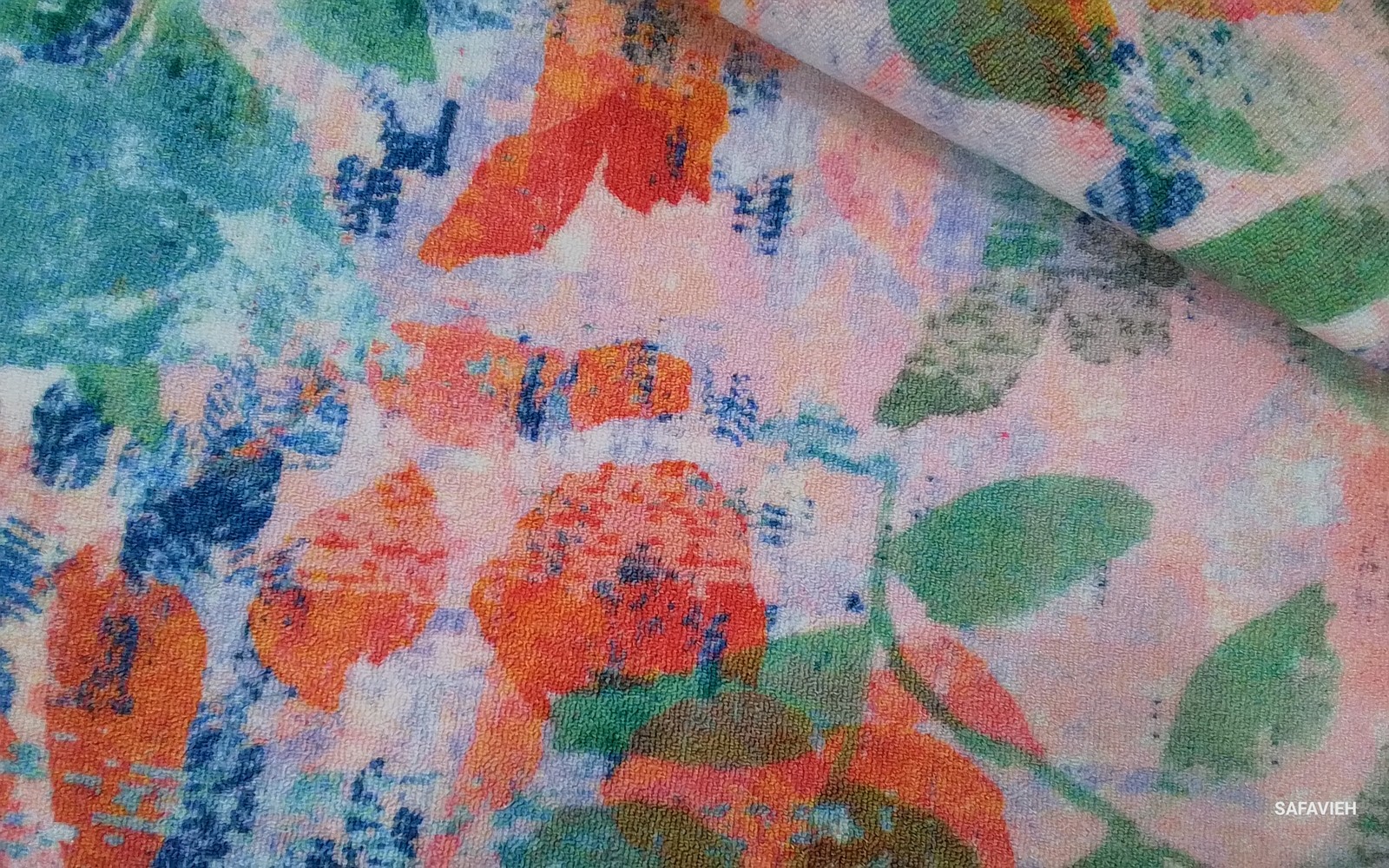 BLUSH PINK/GREEN 5′-5″ x 7′-6″ Back Stain Rug Reduced Price 1172801570 PTB158U-5