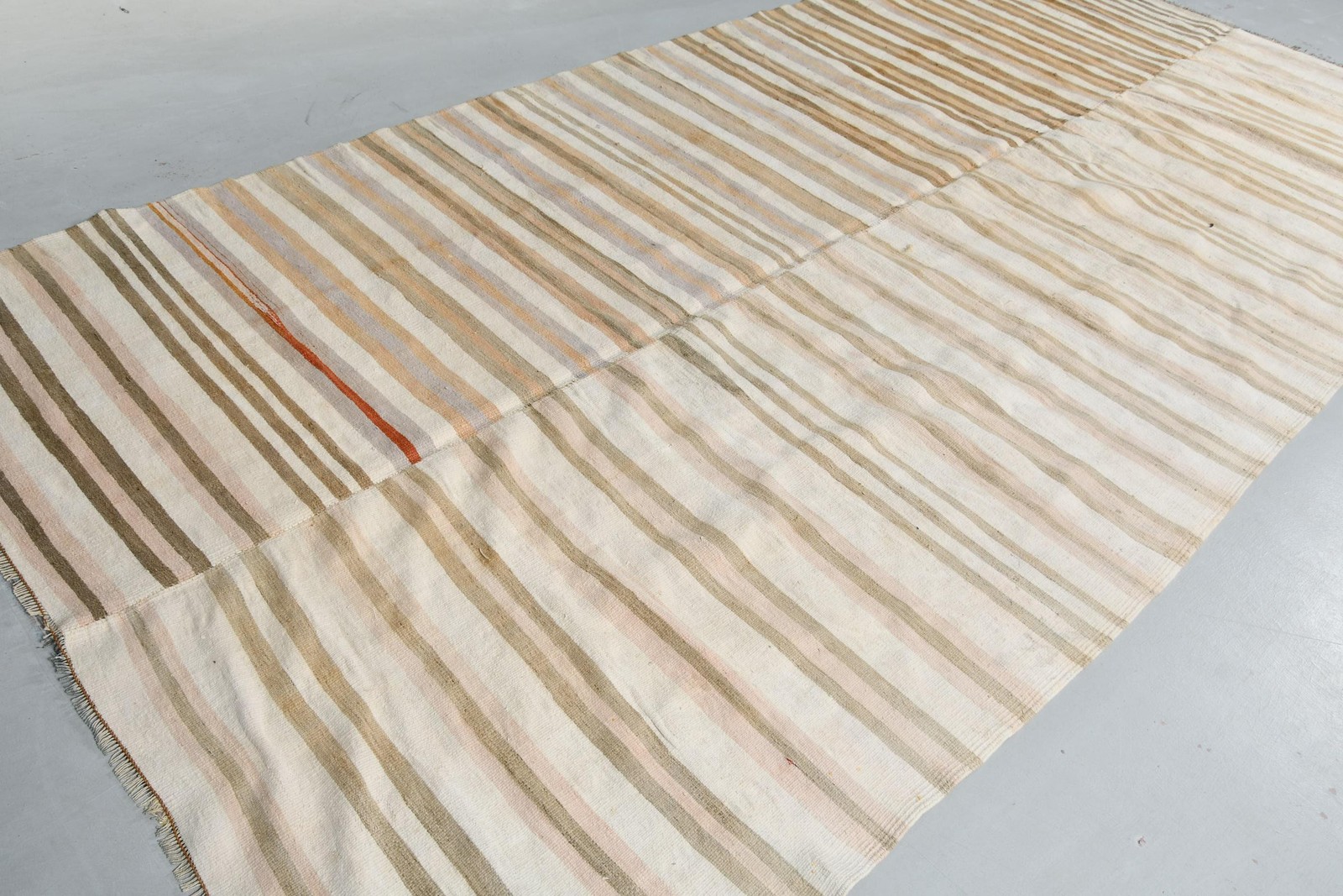 Turkish Rug, 5,7×12,2 ft Vintage Rug, White Brown Floral Wool Rug