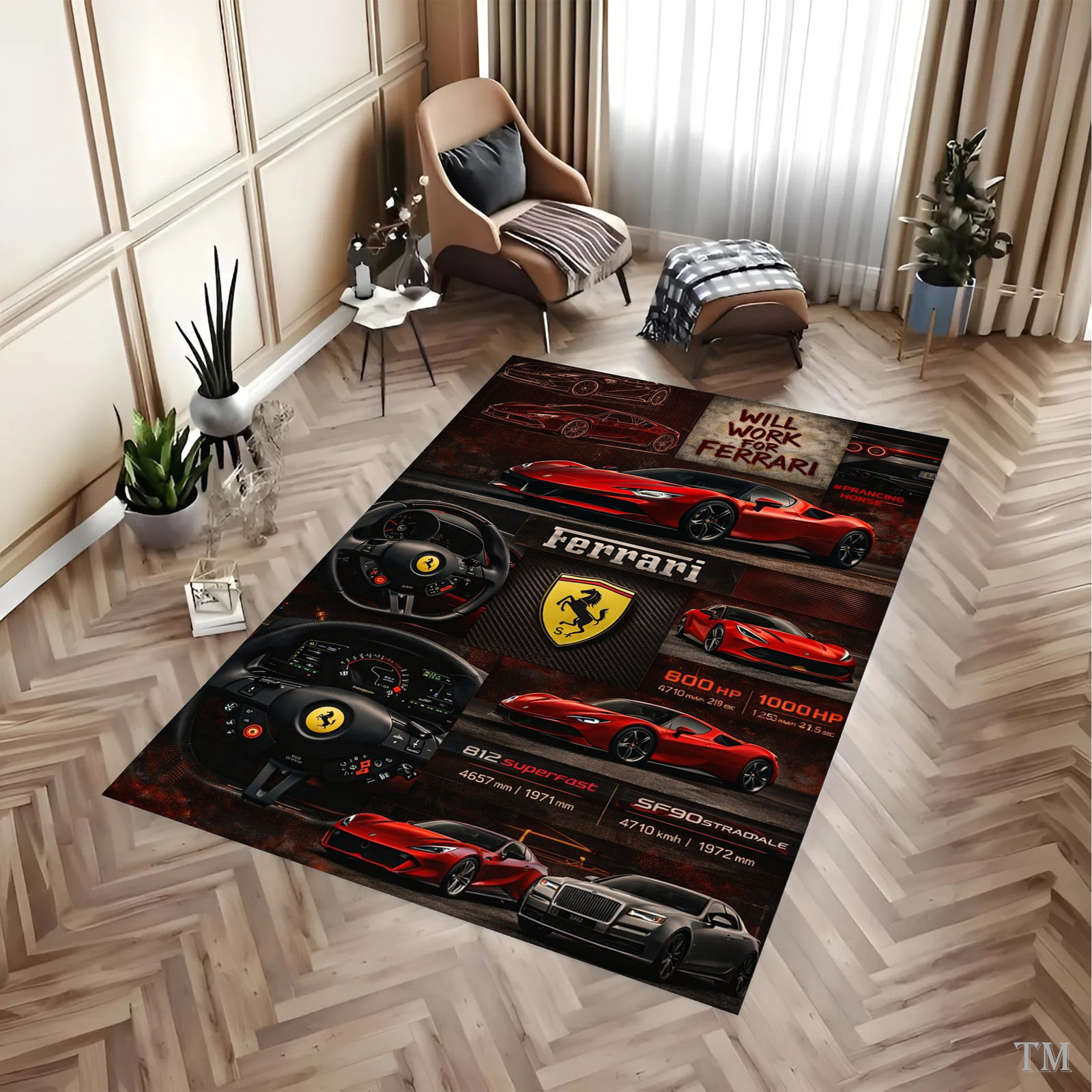 Astra 812-SF Automotive Carpet – Luxury Hypercar Garage Room Decor