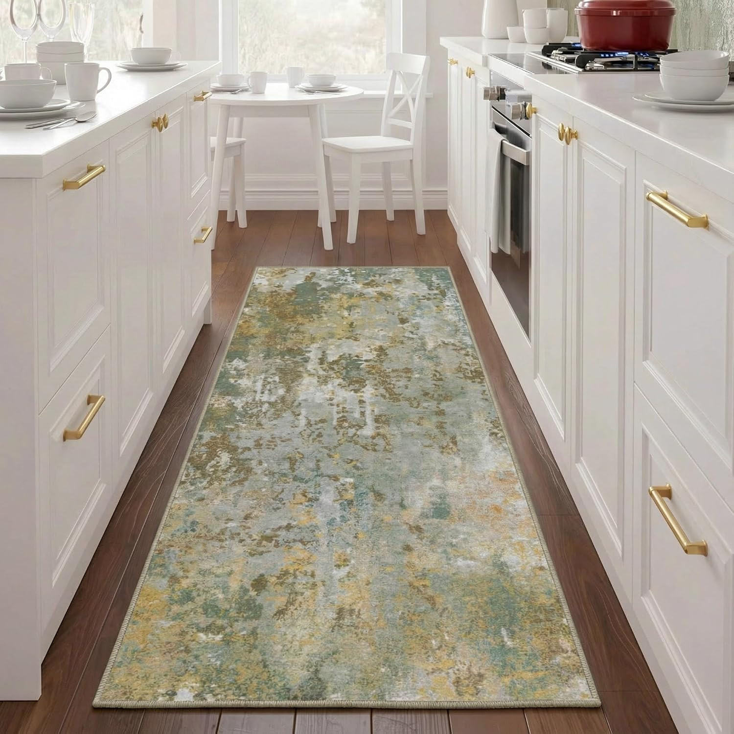 Round Area Rugs 6Ft Washable Grey Circle Rug for Entryway Kitchen, Non Slip Soft