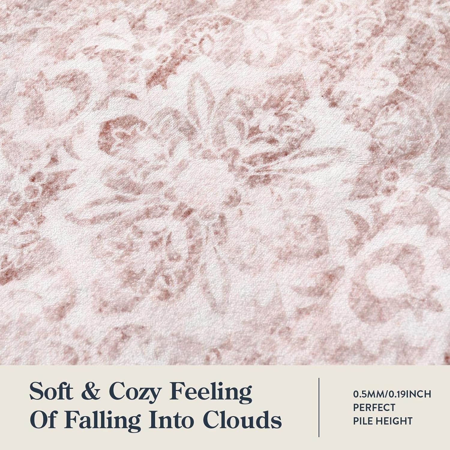 Ultra-Thin Pink Area Rug 5′ x 7′ – Soft Faux Wool for Playrooms & Nurseries