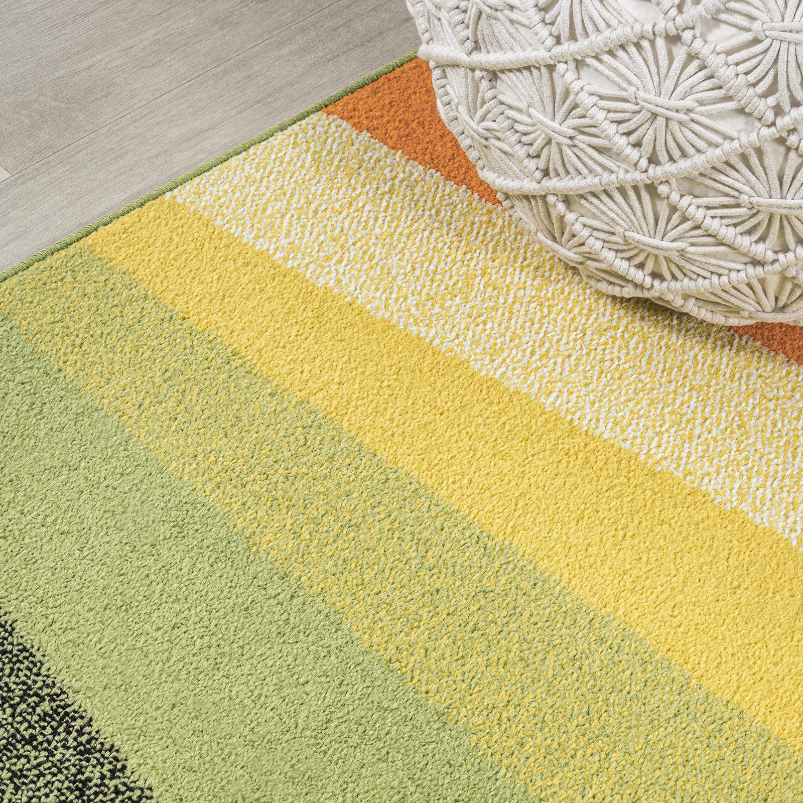 Prism Geometric Striped Runner Rug 2×8, Orange/Green/Blue, Modern, Coastal, E…