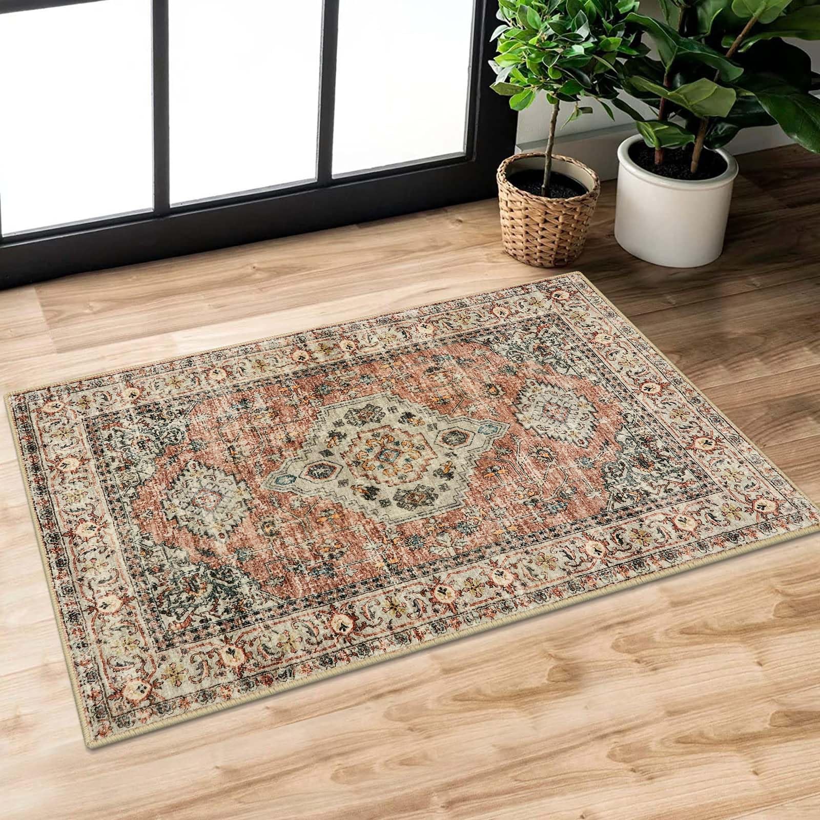 Lahome Oriental Door Mat Indoor Entrance, 2×3 Washable Fall Indoor Rugs for E…