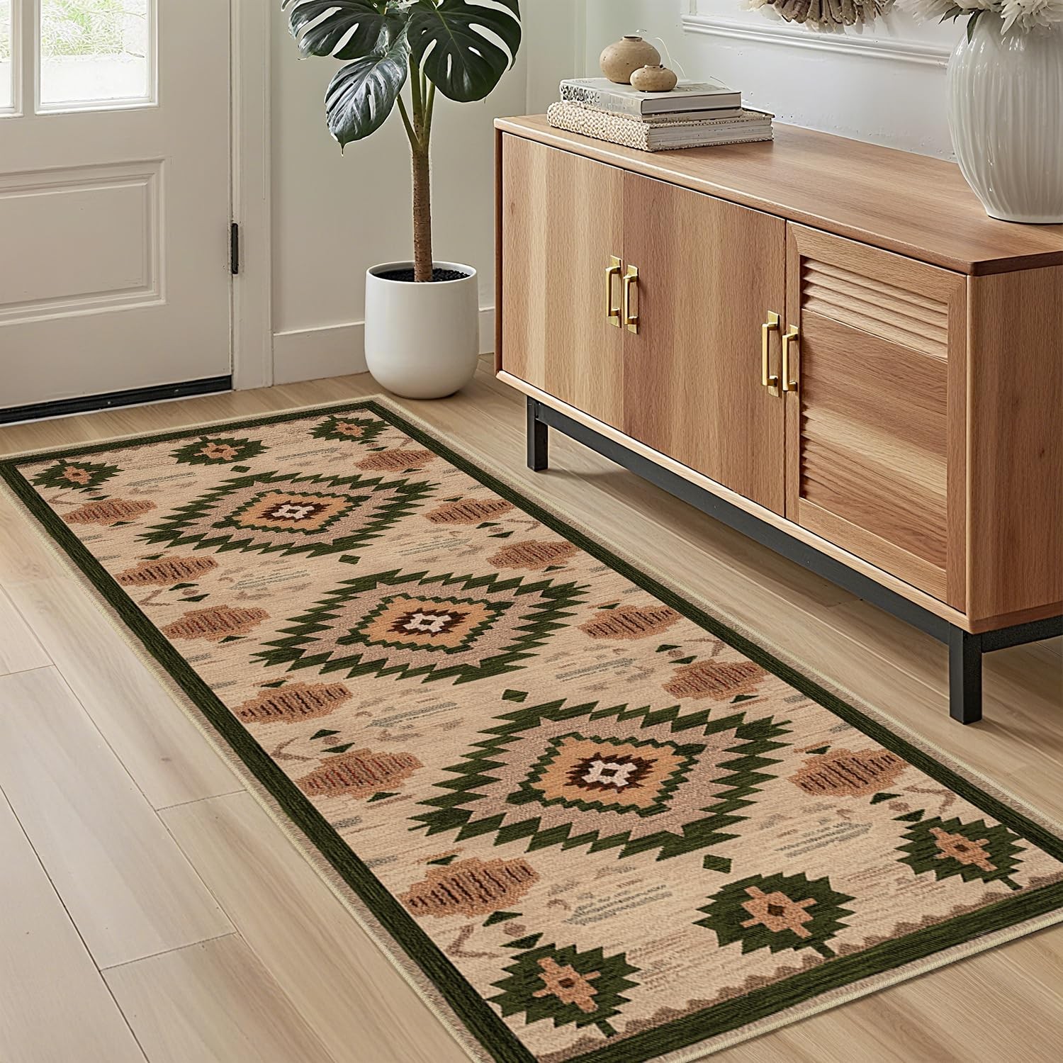 Western Runner Rug 2×6 for Hallway Kitchen Bedroom, Southwestern Aztec Runner…