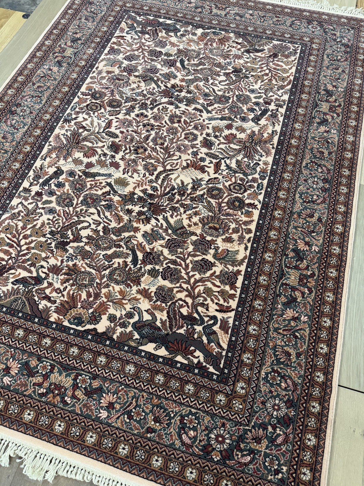Couristan Gem Collection-Birds of Paradise-Ivory 5’5×8’3 100% Wool area rug :NEW