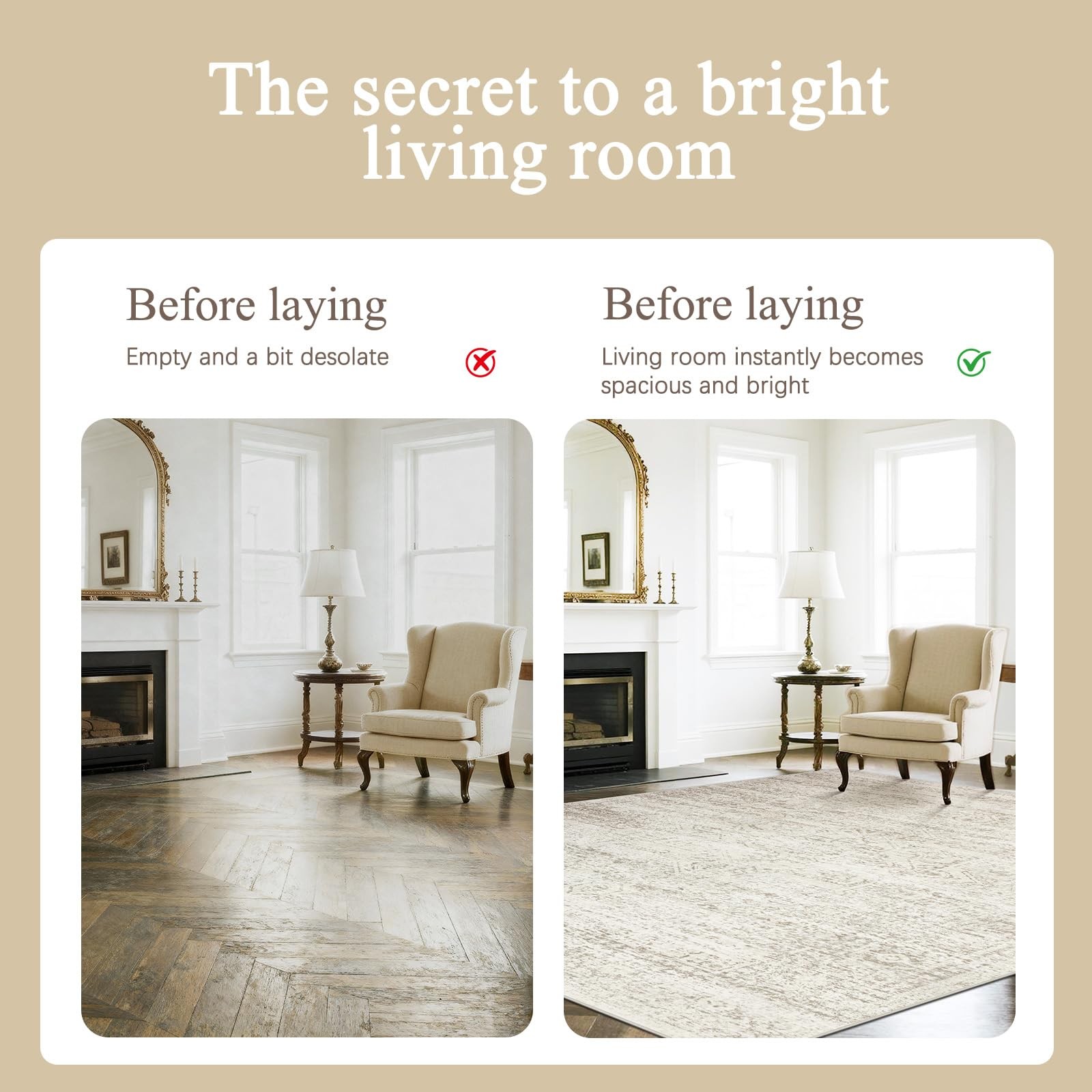Washable Rugs 8×10 Area Rugs for Living Room Bedroom Dining Room Carpet Ultra