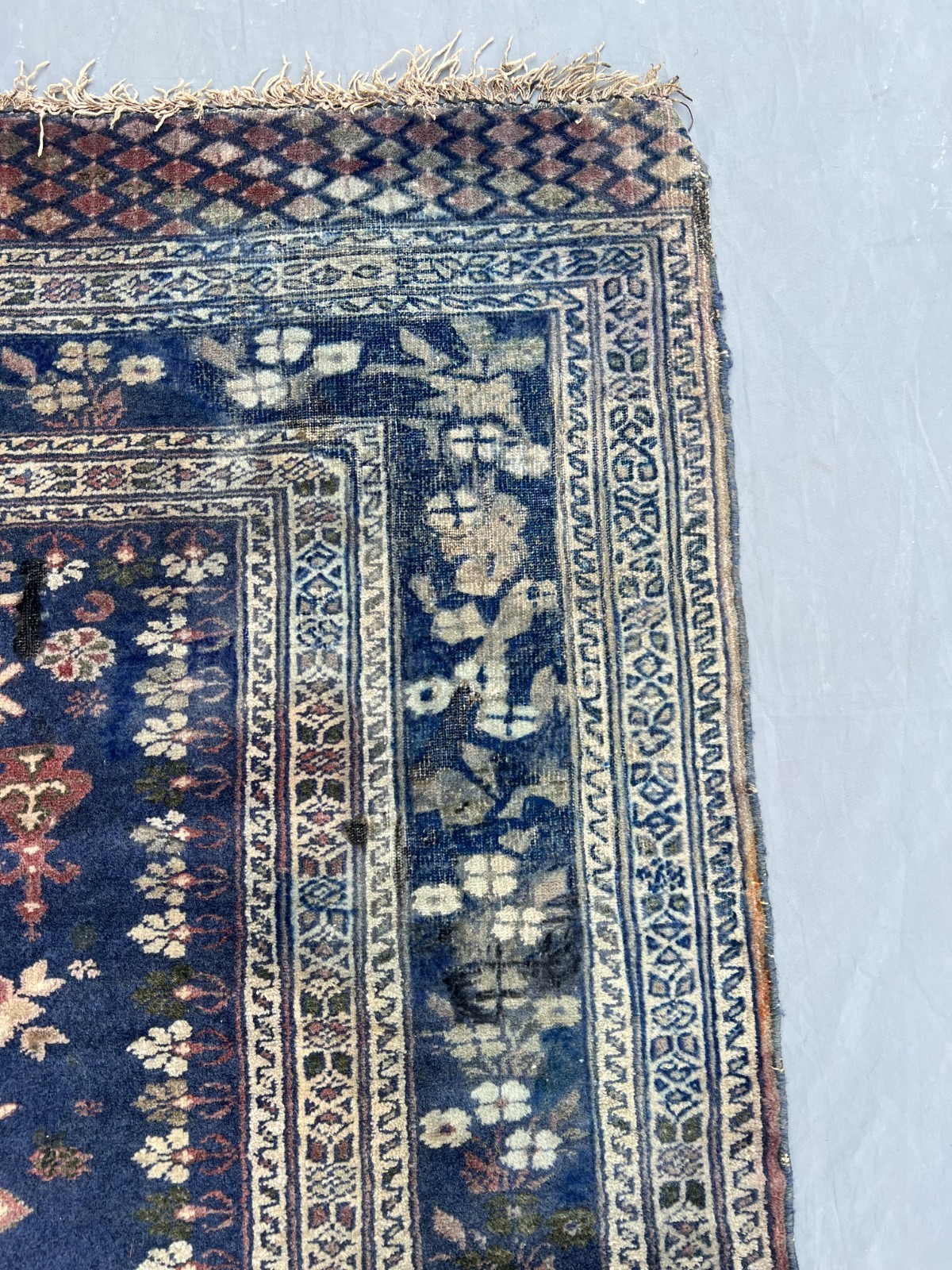 4×5 Elegant Afghan Floral Rug Wool Carpet Navy Beige Medallion Traditional Decor