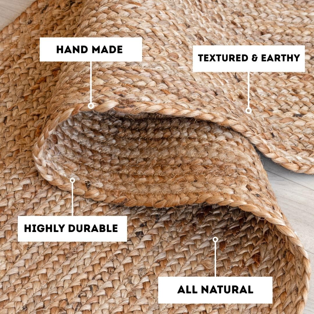 Handcrafted Braided Jute Runner Rug 2×6 ft – Rustic Vintage Natural Area Rug …