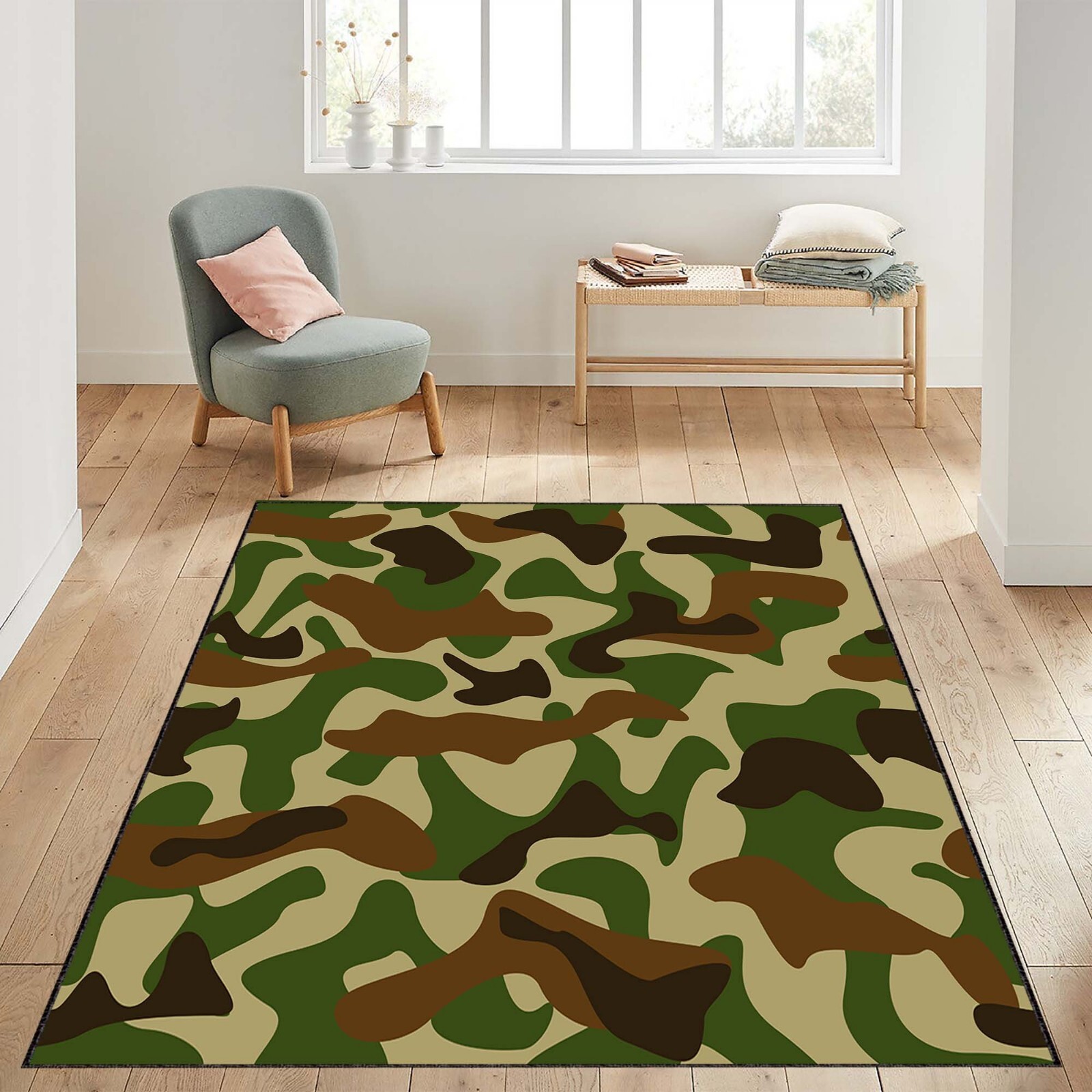 Army Military Patterned Camouflage Rug