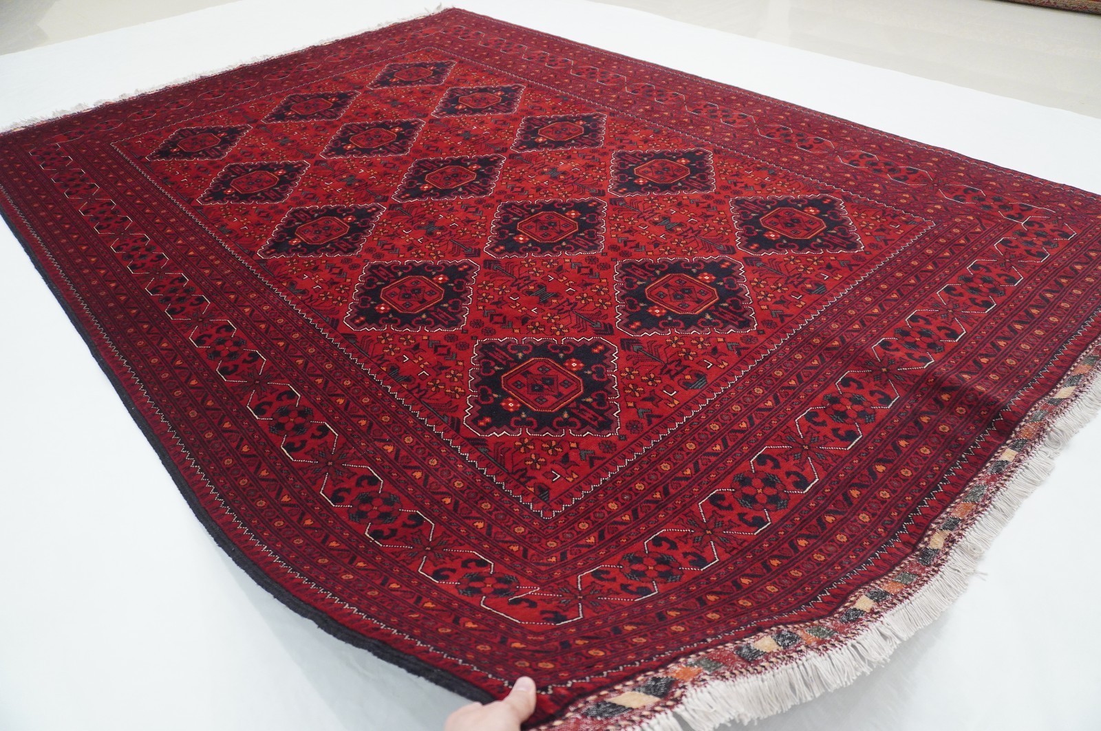 7×10 ft Red Khal Mohammadi Afghan Hand Knotted Wool Area Rug 6’7″x9’5″