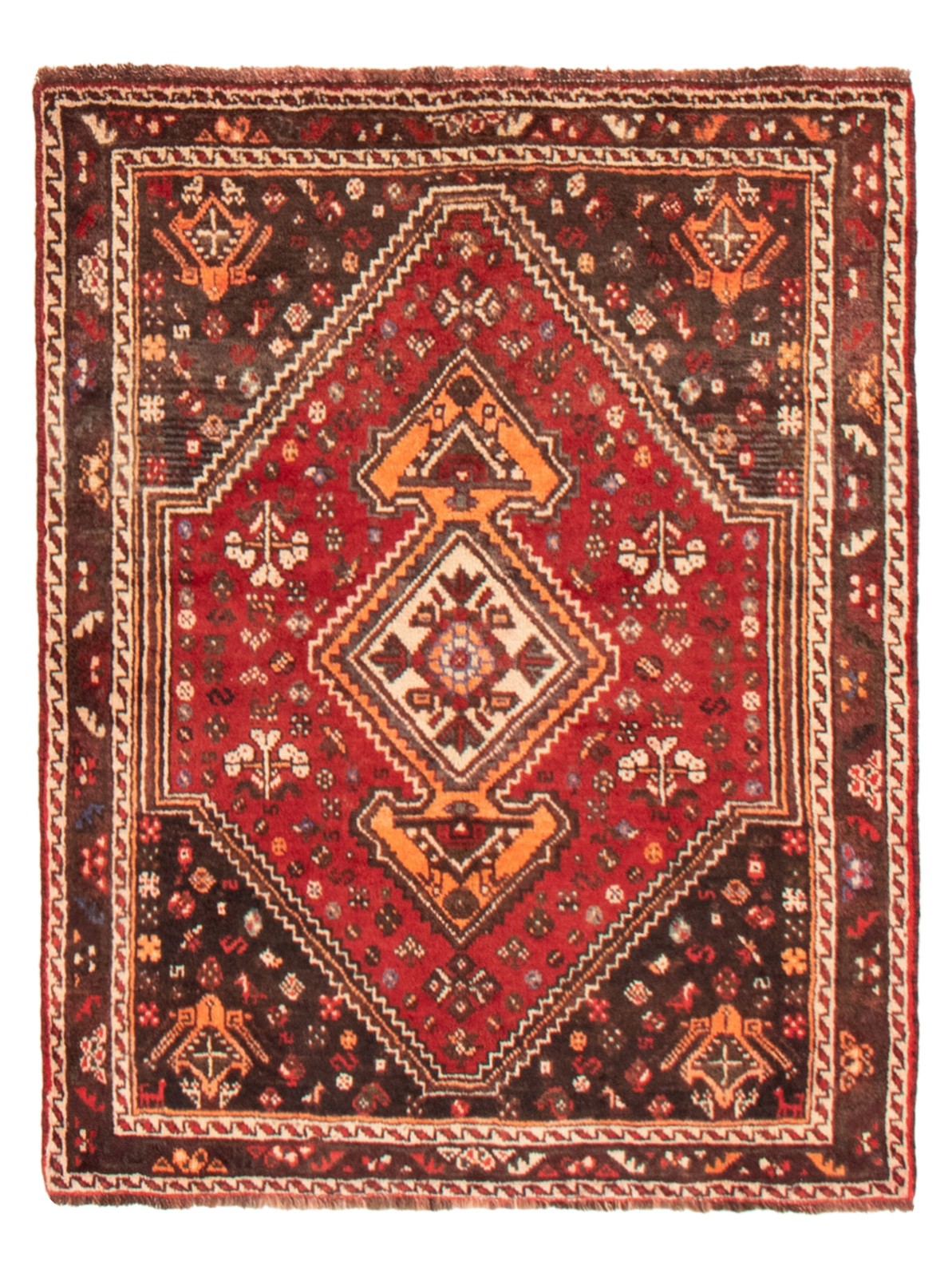Vintage Hand-Knotted Carpet 3’10” x 4’10” Traditional Oriental Wool Area Rug