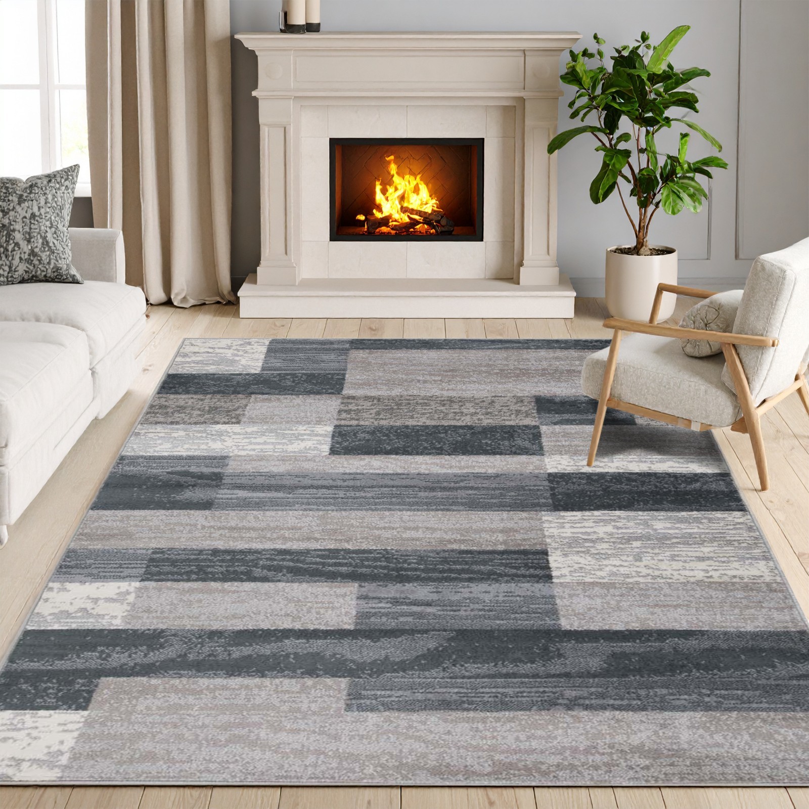 Rockwood Contemporary Patchwork Geometric Indoor Large Area Rugs Or Runner Rug