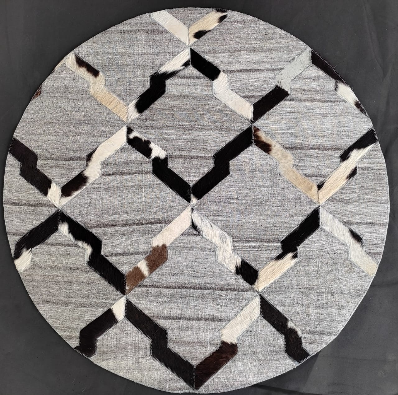Modern Geometric Area Rug Grey Black Cowhide Pattern Carpet Living Room Rug