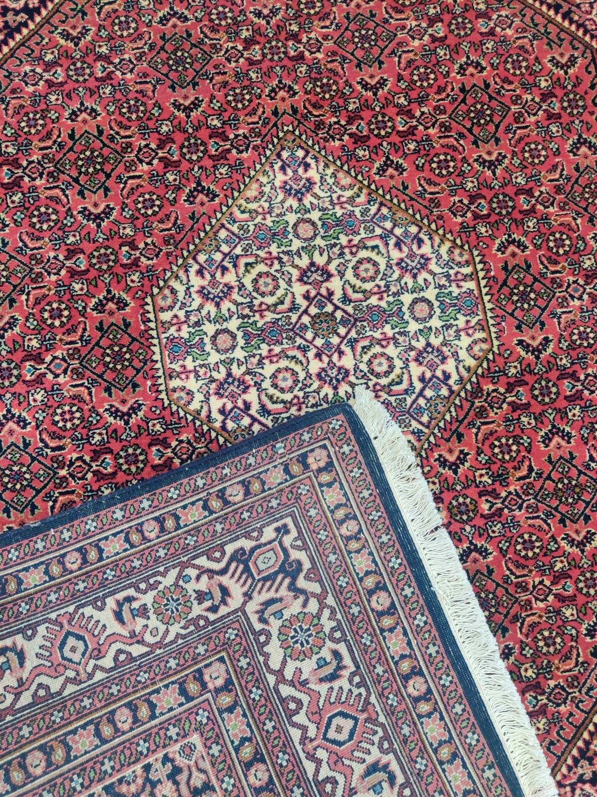 Vintage Hand Knotted Area Rug 100% Wool Red CreBijar Medallion 140×200 cm