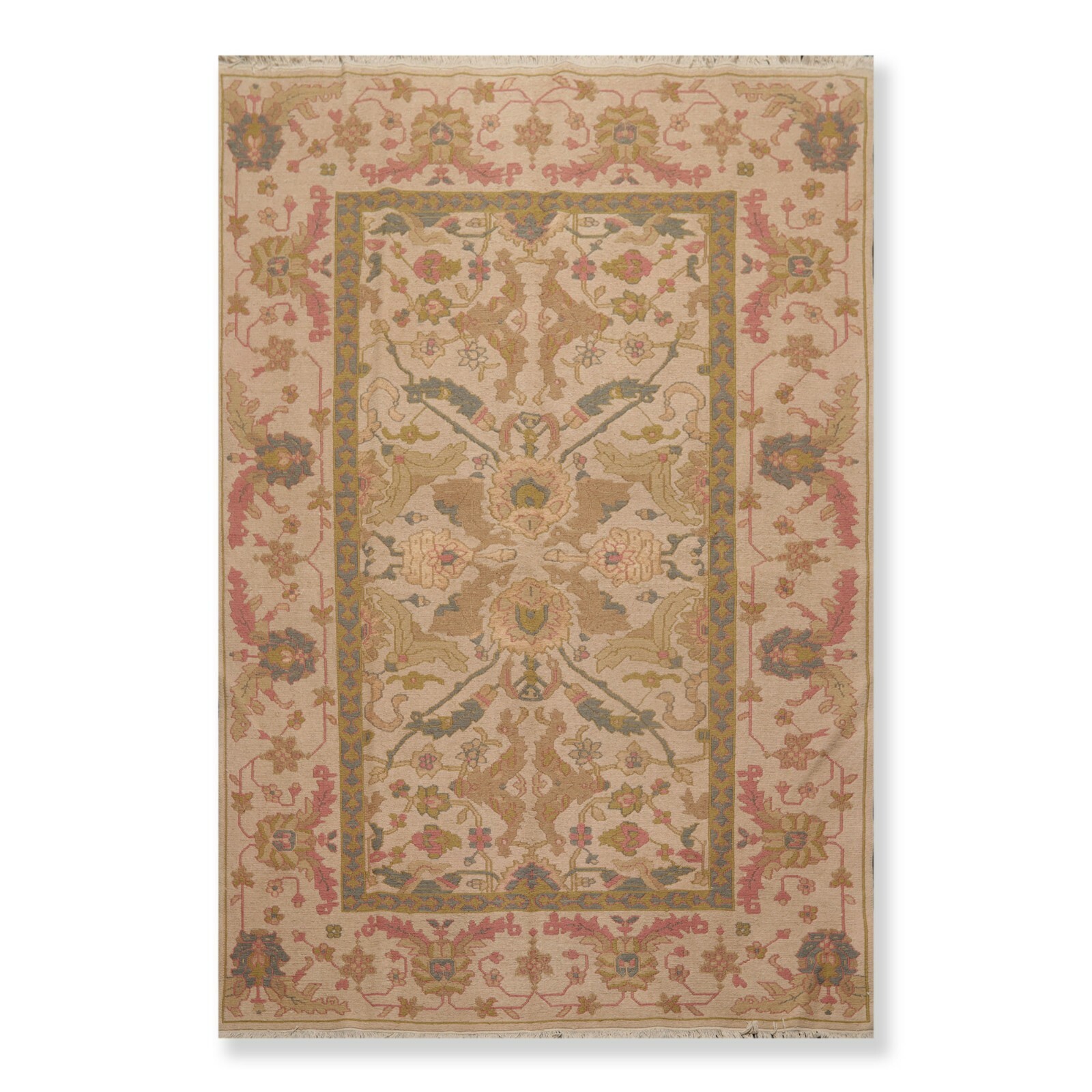 5’9″ x 8’9″ Hand Knotted Reversible Soumak 100% Wool Tibetan Area Rug 6×9 Tan