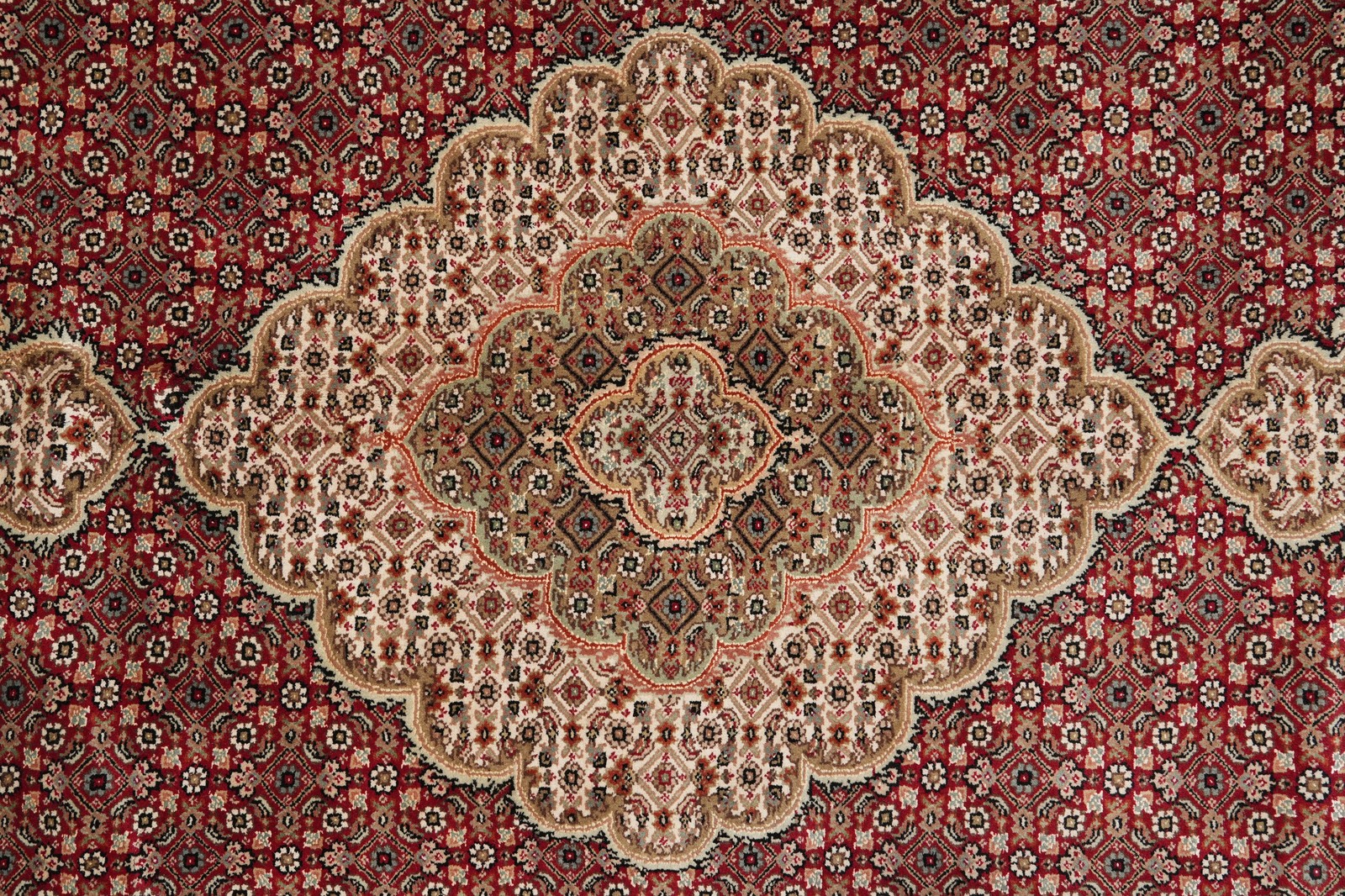 6.8 x 9.8 Rich Ruby Red Wool and Silk Quality Tabriiz Mahii Carpet #PIX-25767