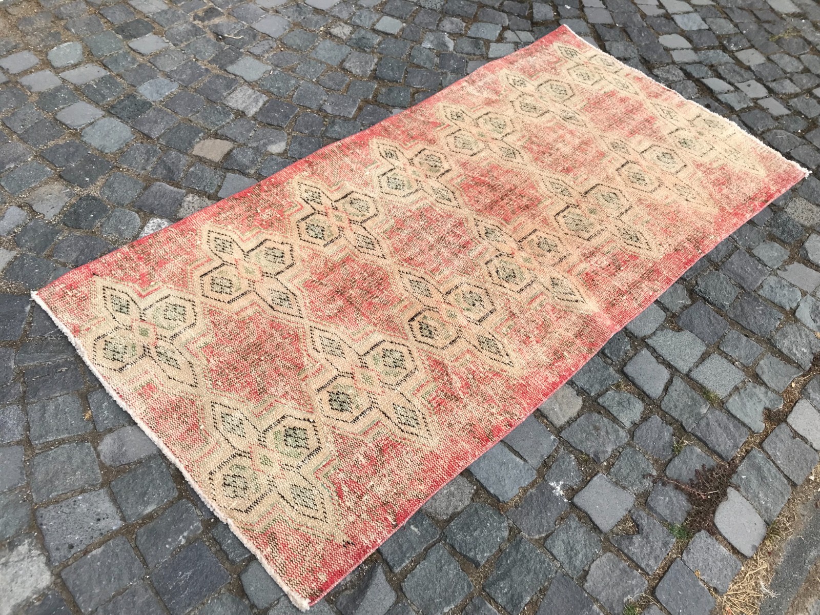 Bohemian Area Rug Handmade Wool Rug Turkish Vintage Traditional Rug 3,1 x 6,2 ft