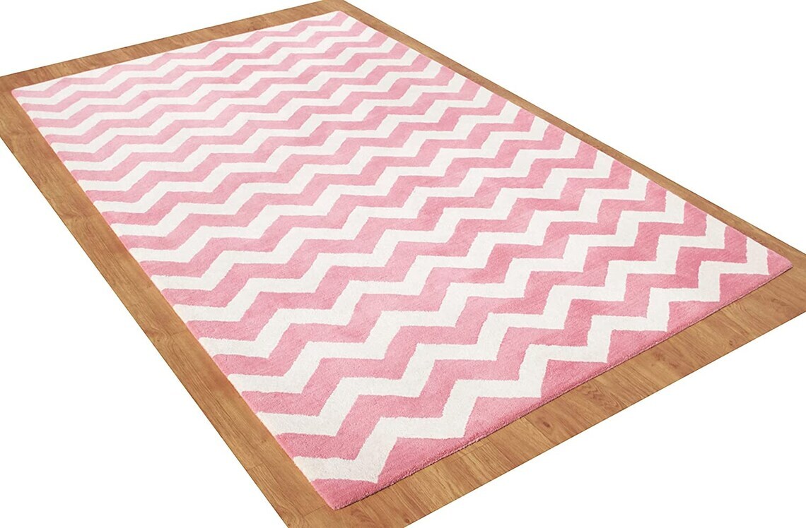 Pink/White Modern Style Hand Tufted 100% Wool Handmade Area Rug/Carpet For Home,