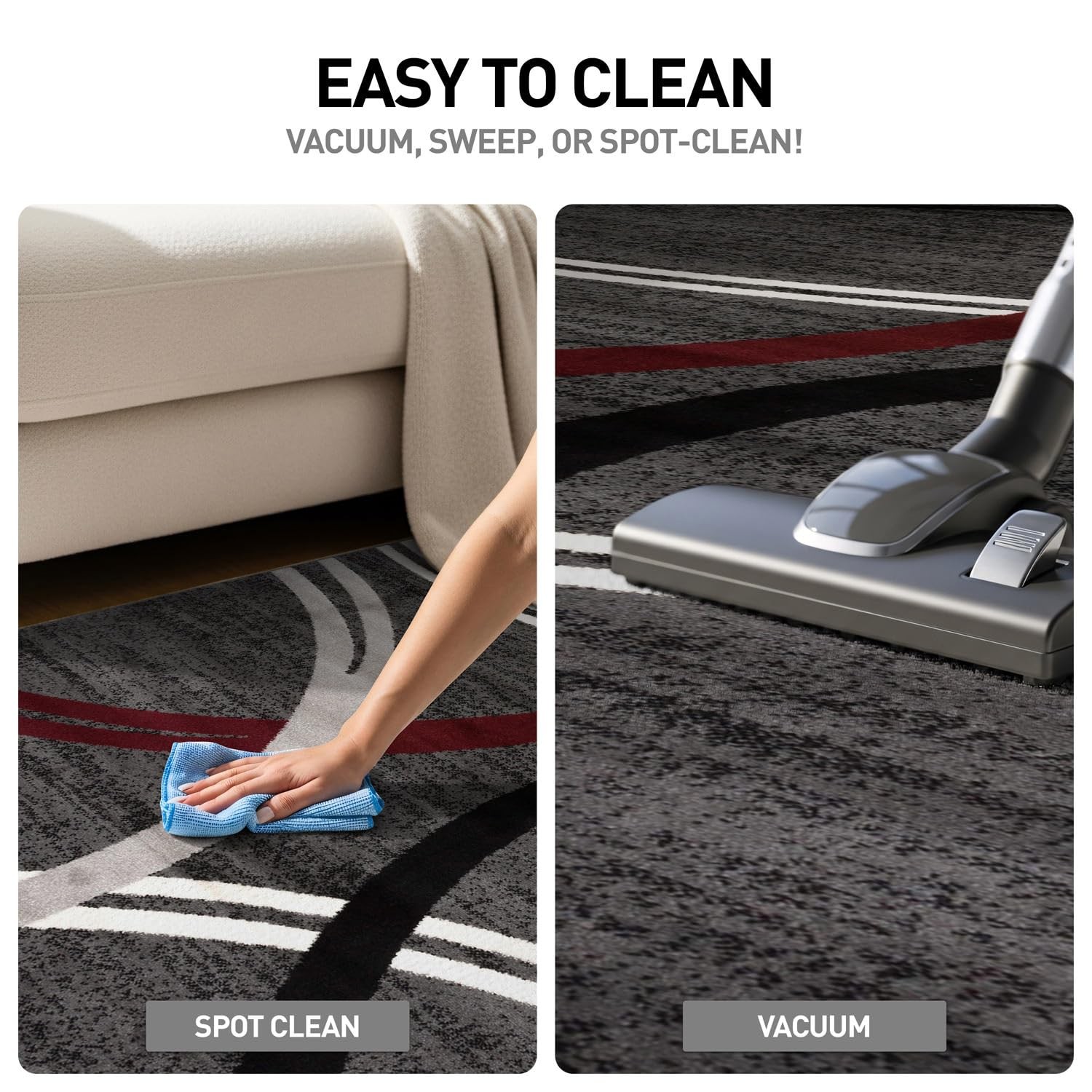 Modern Wavy Circles Design Non-Shedding Runner Rug, Carpet for Hallway or Kit…
