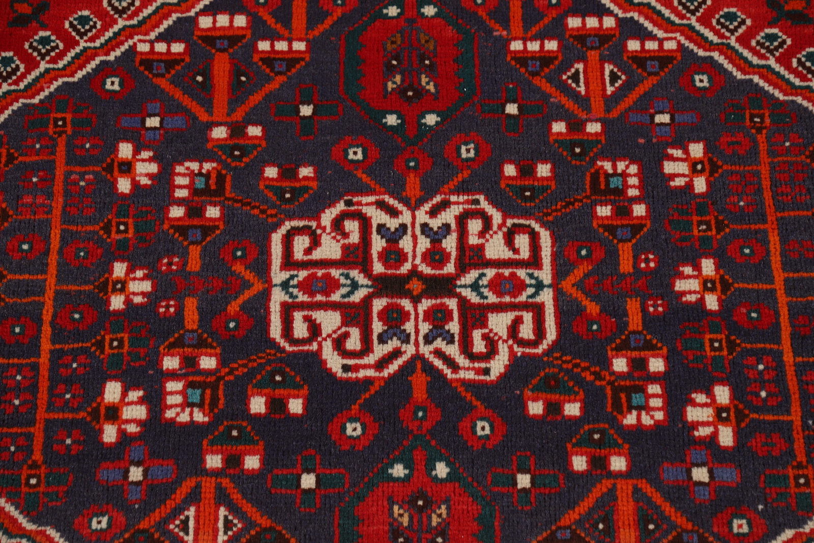 Geometric Red Wool Nomadic Living Room Area Rug Vintage Hand-made Tribal Rug 7×9