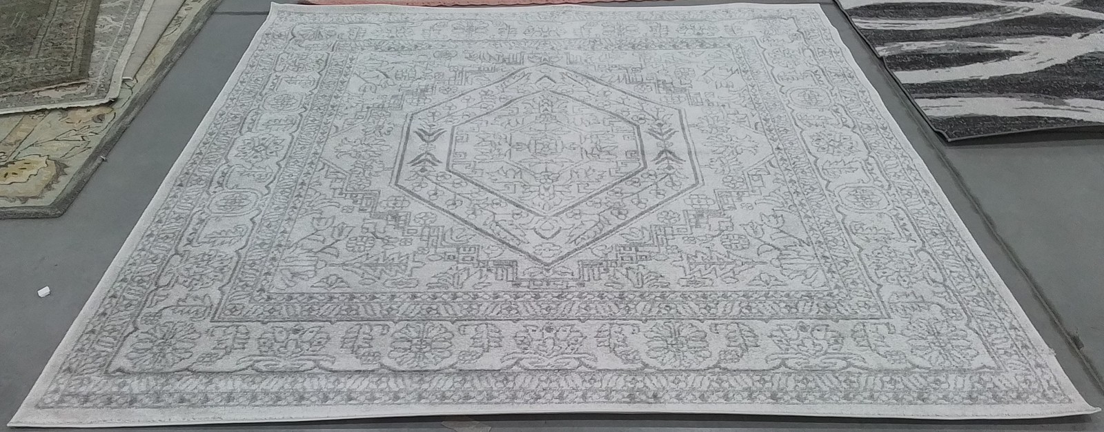 IVORY / SILVER 8′-0″ x 8′-0″ Damaged Rug, Reduced Price 1172795433 ADR108B-8SQ