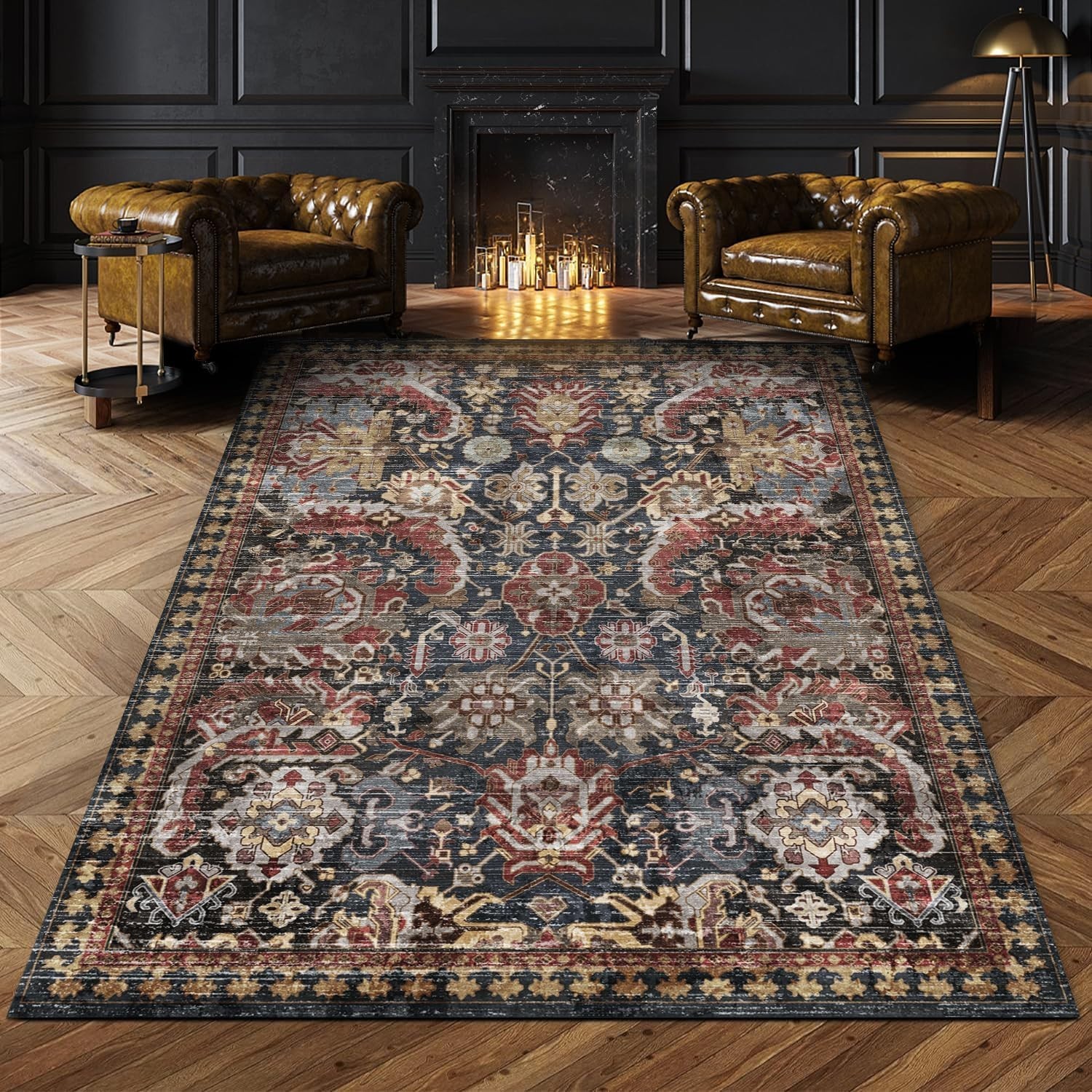 RUGSURE Washable Area Rugs – Perfect for Living 5′ x 7′ (Rectangular), Rust