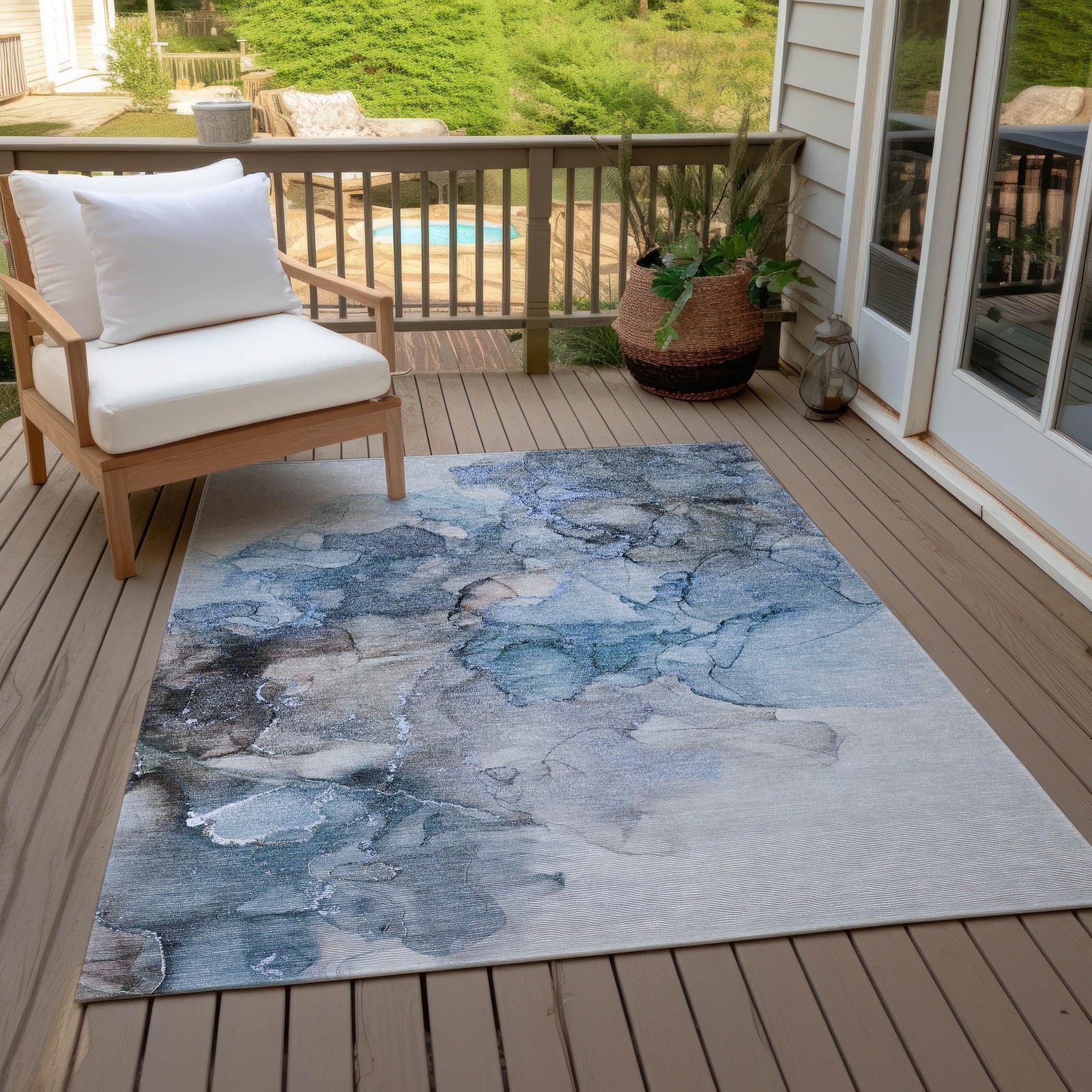 Addison Rugs Chantille Acn520 Blue 26 X 310 Indoor Outdoor Area Rug Stain